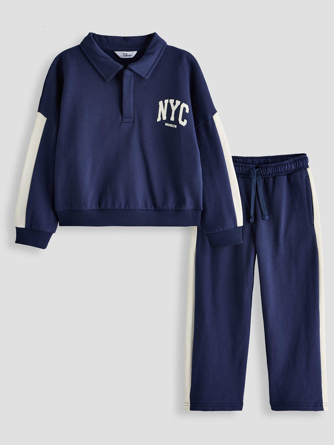 The Very Collection Boys Rugby Sweat Top and Joggers Outfit Set (9 months - 7 years) - Navy