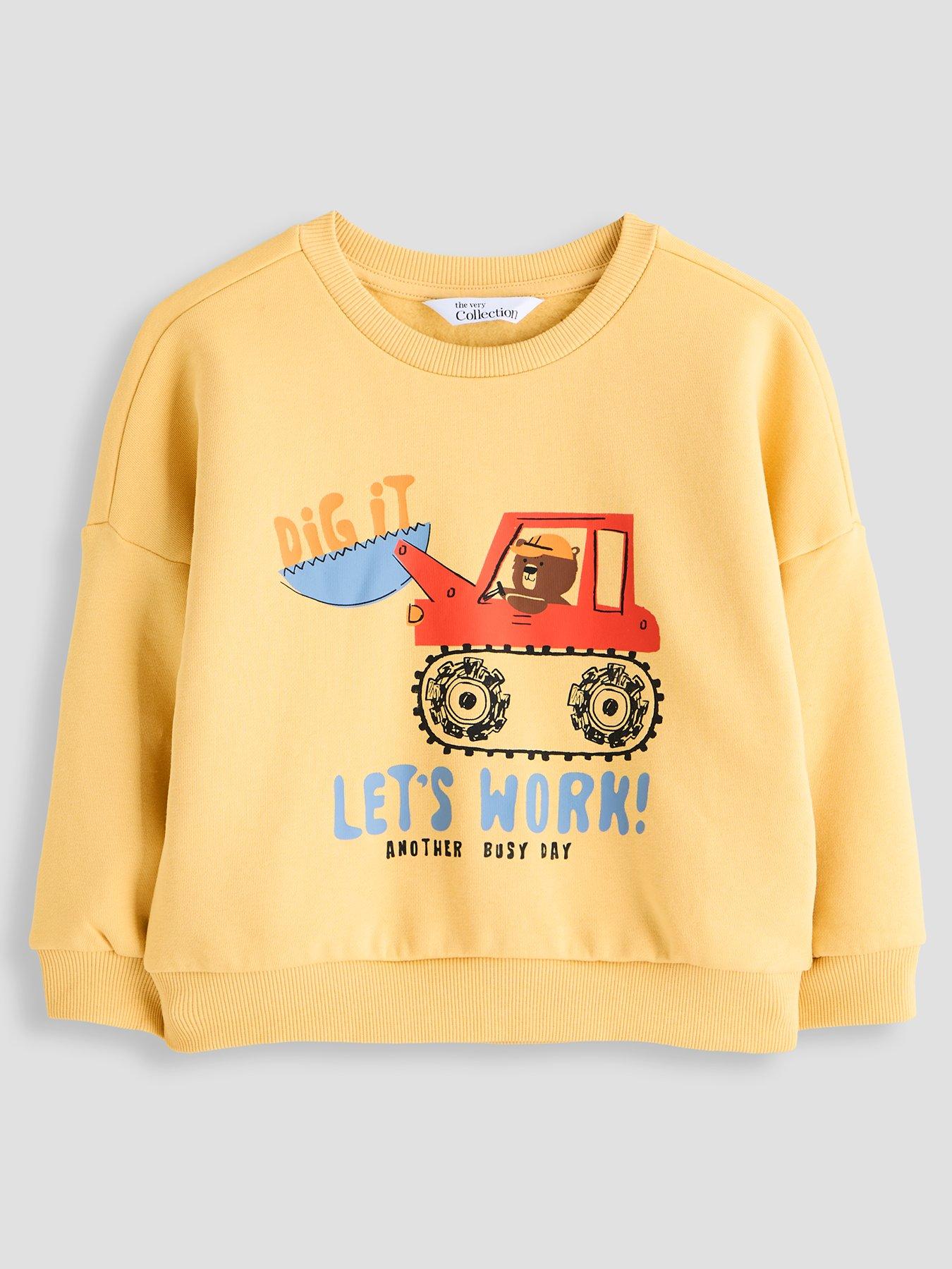 Image 1 of 5 of The Very Collection Boys' Cotton Rich Bear Tractor Sweatshirt (9 months - 7 years) - Yellow