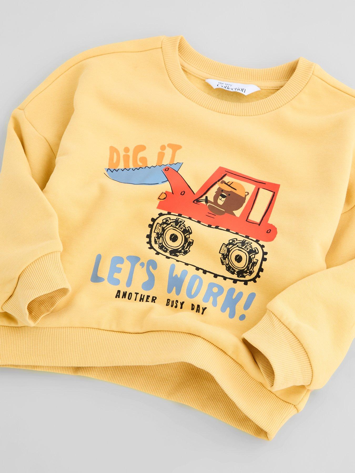Image 3 of 5 of The Very Collection Boys' Cotton Rich Bear Tractor Sweatshirt (9 months - 7 years) - Yellow