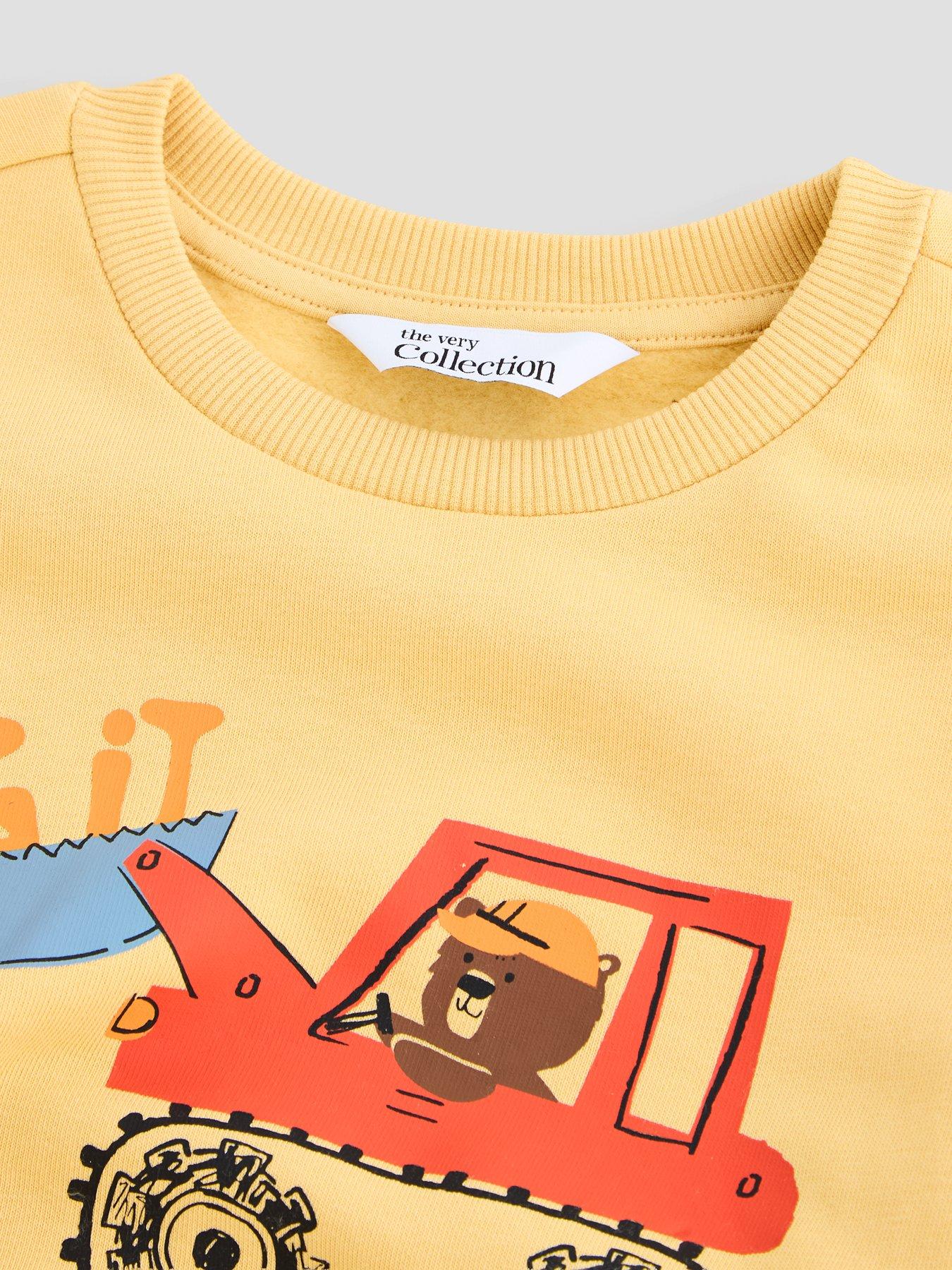 Image 4 of 5 of The Very Collection Boys' Cotton Rich Bear Tractor Sweatshirt (9 months - 7 years) - Yellow