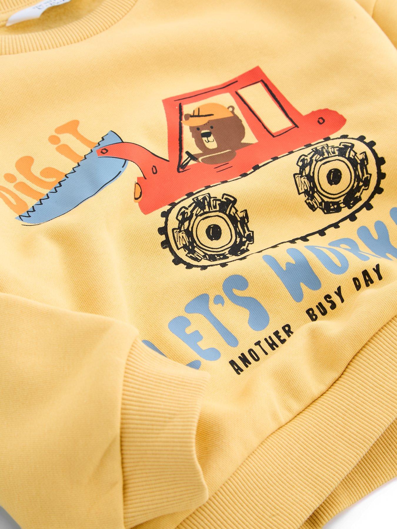 Image 5 of 5 of The Very Collection Boys' Cotton Rich Bear Tractor Sweatshirt (9 months - 7 years) - Yellow