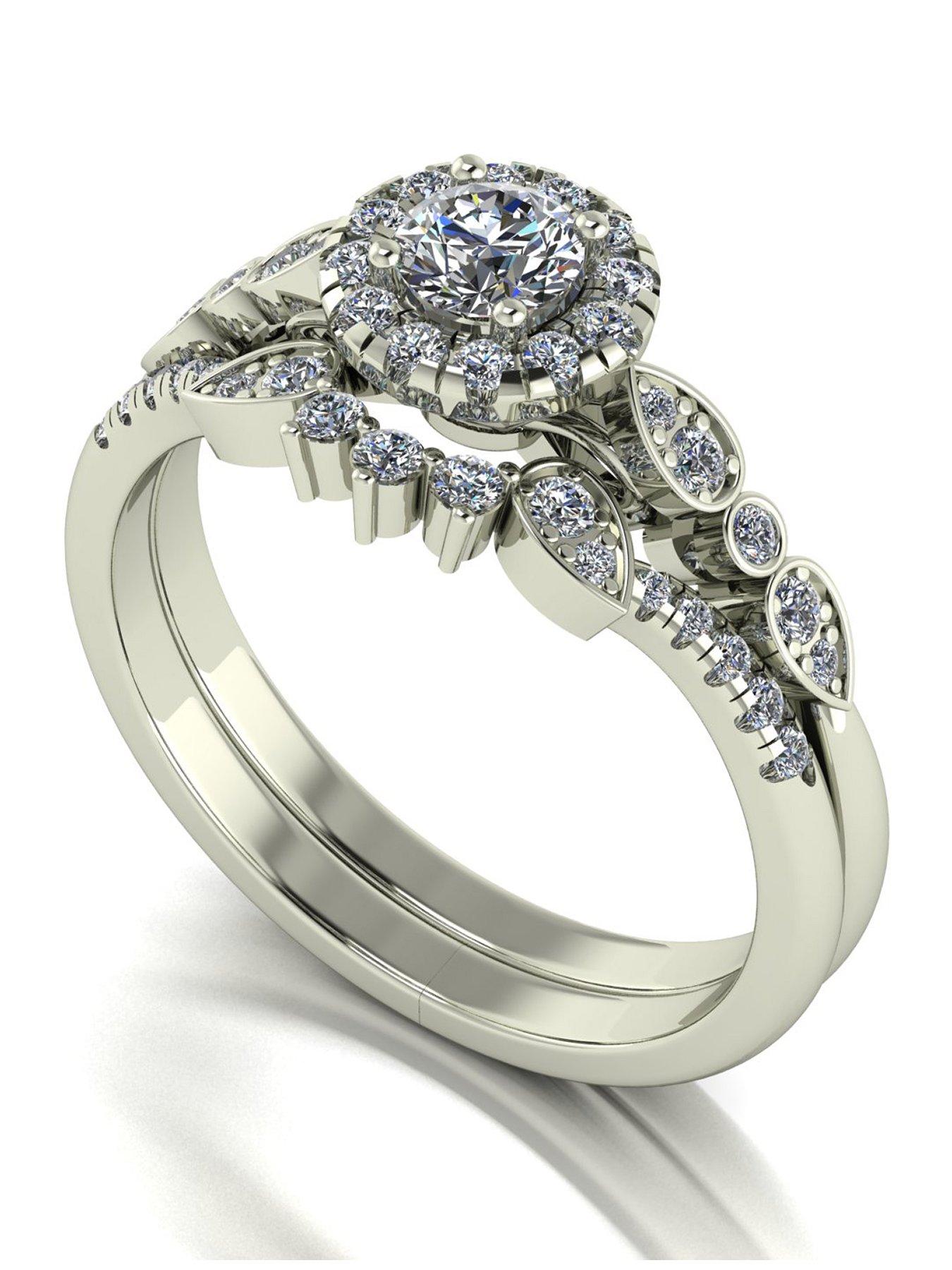 Image 1 of 5 of Moissanite 9ct White Gold 0.62ct total Moissanite Ring Set