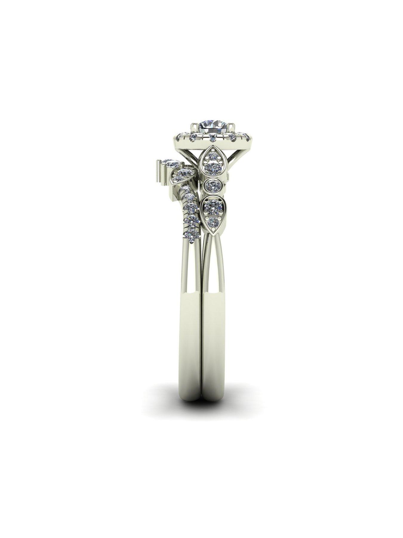 Image 3 of 5 of Moissanite 9ct White Gold 0.62ct total Moissanite Ring Set