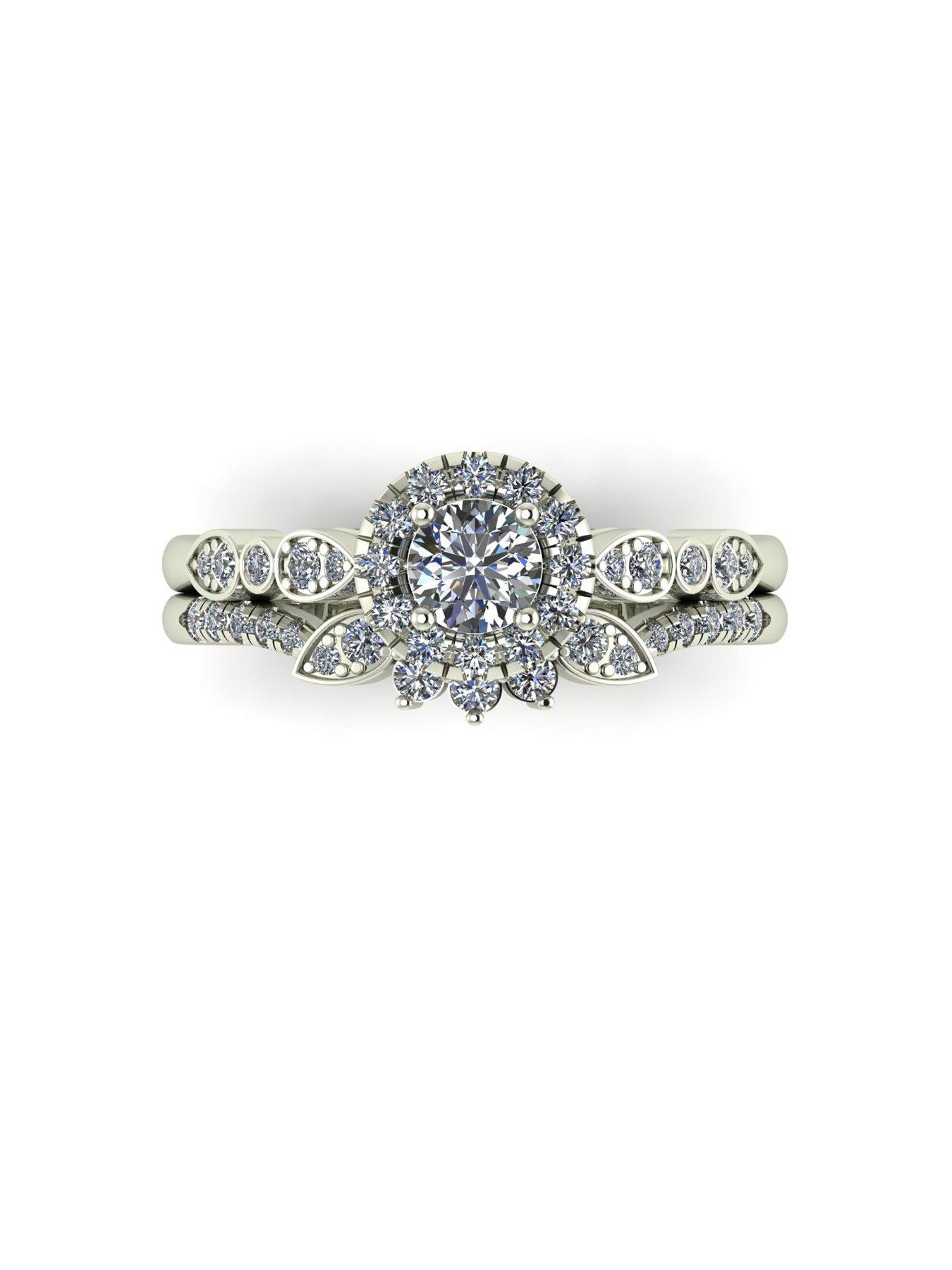 Image 4 of 5 of Moissanite 9ct White Gold 0.62ct total Moissanite Ring Set