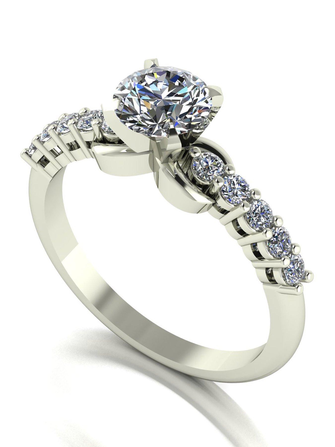 Moissanite 9ct White Gold Lady Lynsey 1.10ct Moissanite Solitaire Ring