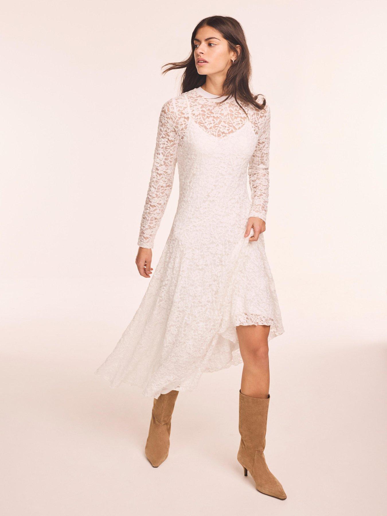 Mint Velvet Lace Midi Dress - White