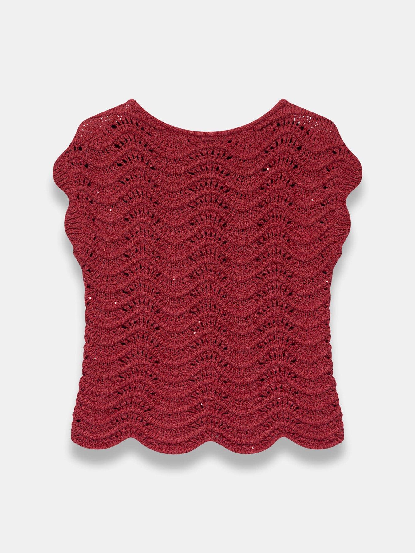  image of mint-velvet-red-sparkle-stitch-top