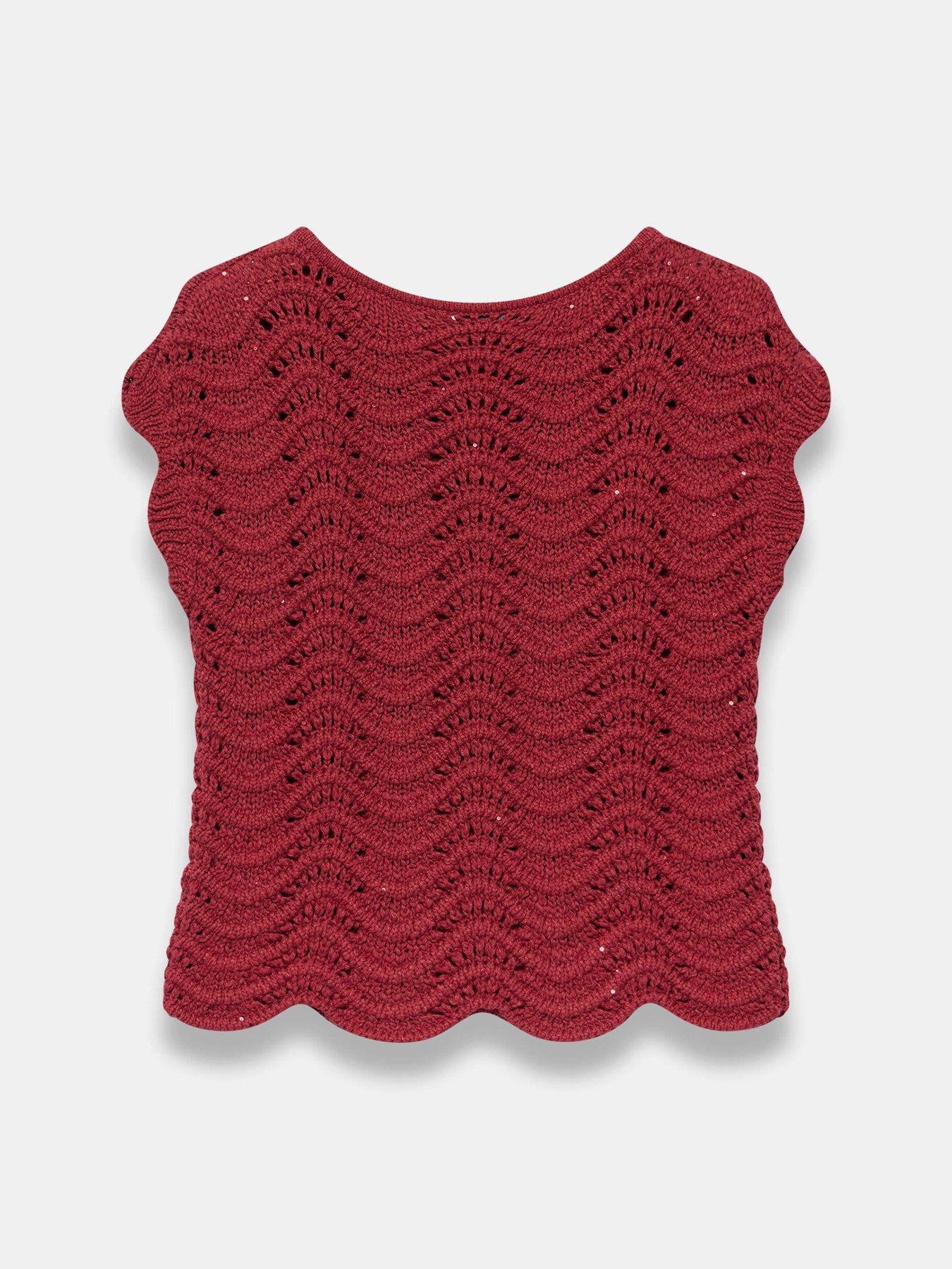  image of mint-velvet-red-sparkle-stitch-top