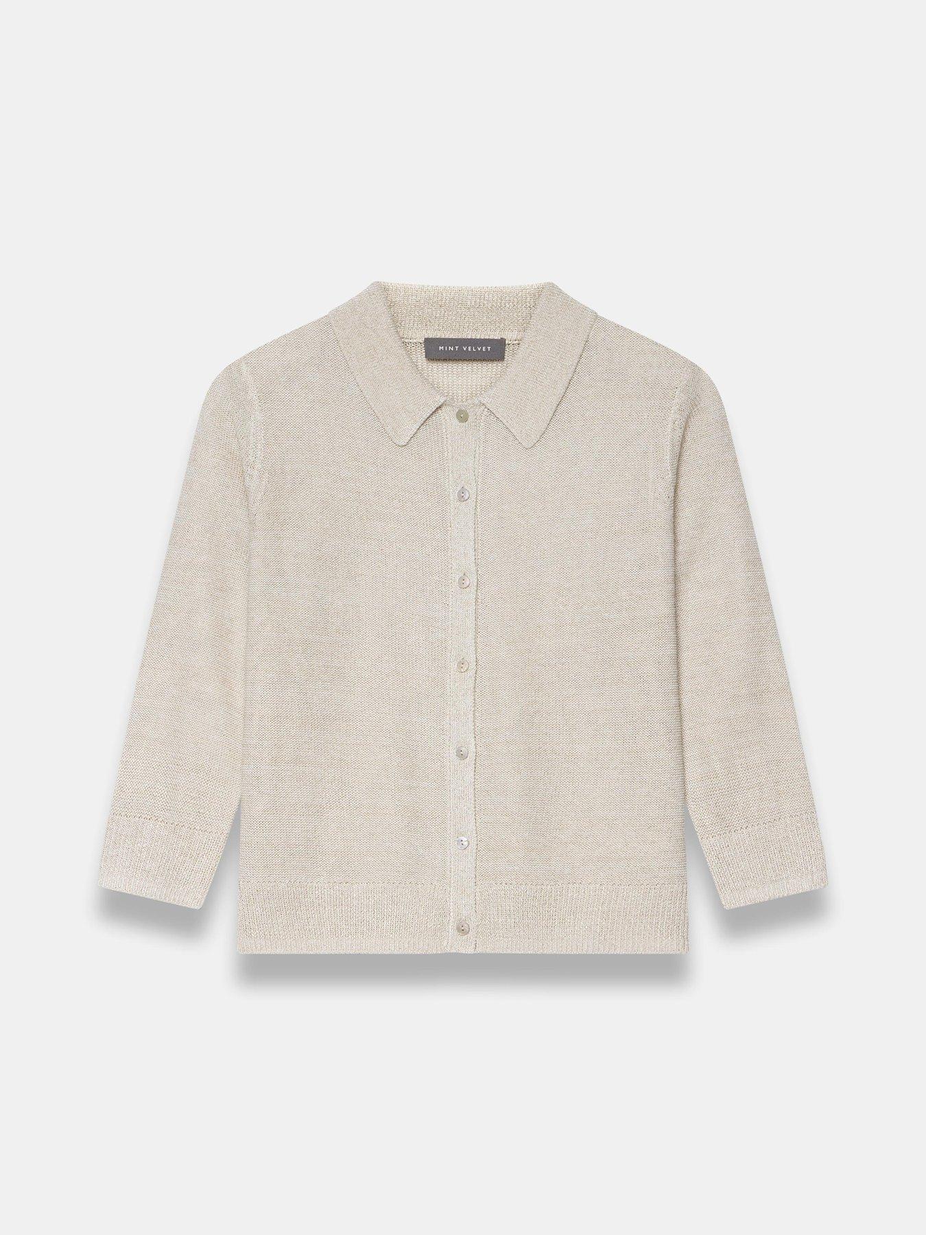  image of mint-velvet-neutral-sparkle-knit-top