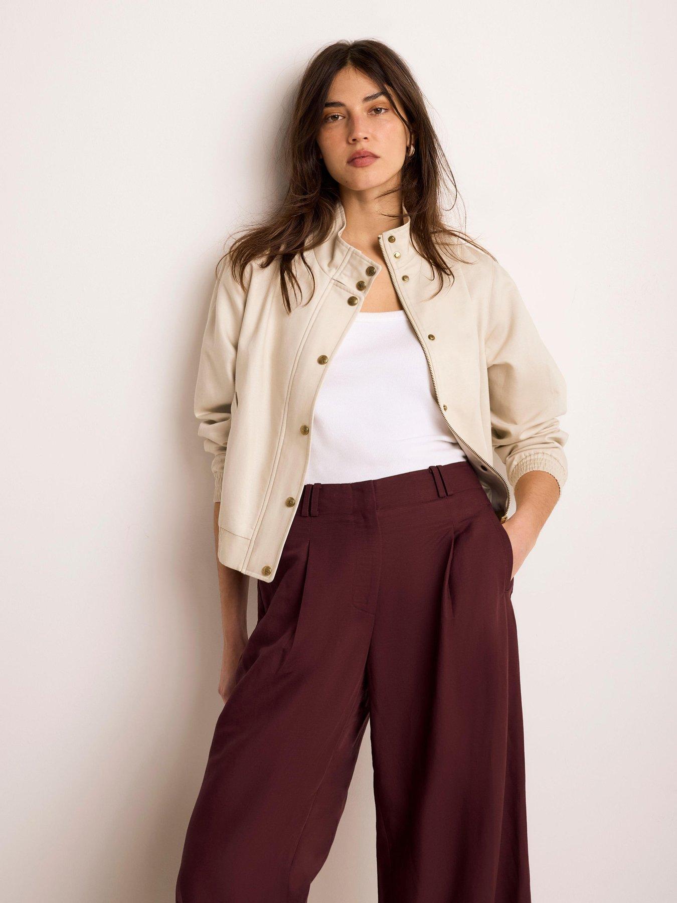 Mint Velvet Neutral Cotton Bomber Jacket