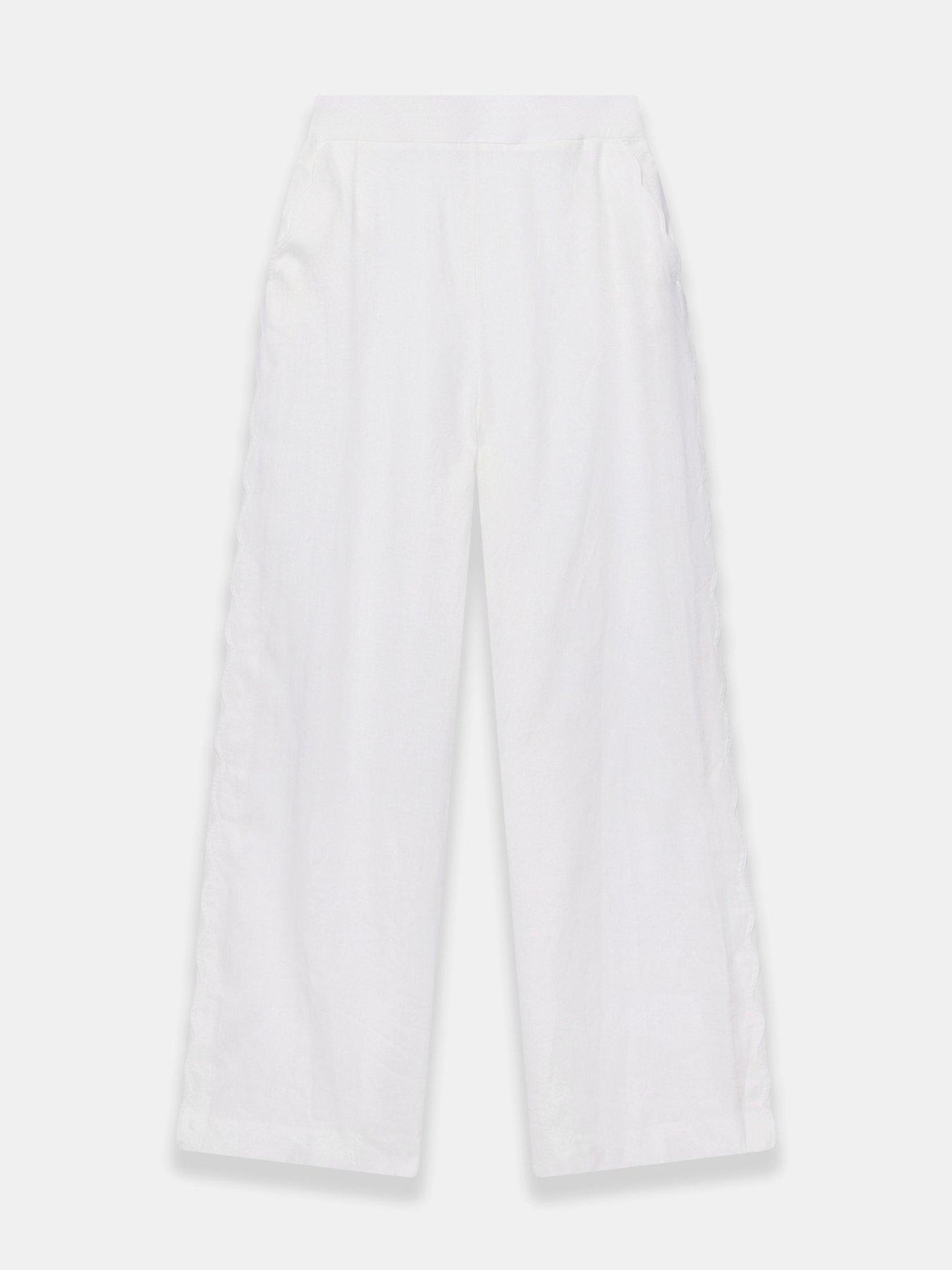  image of mint-velvet-linen-scallop-trouser-ivory