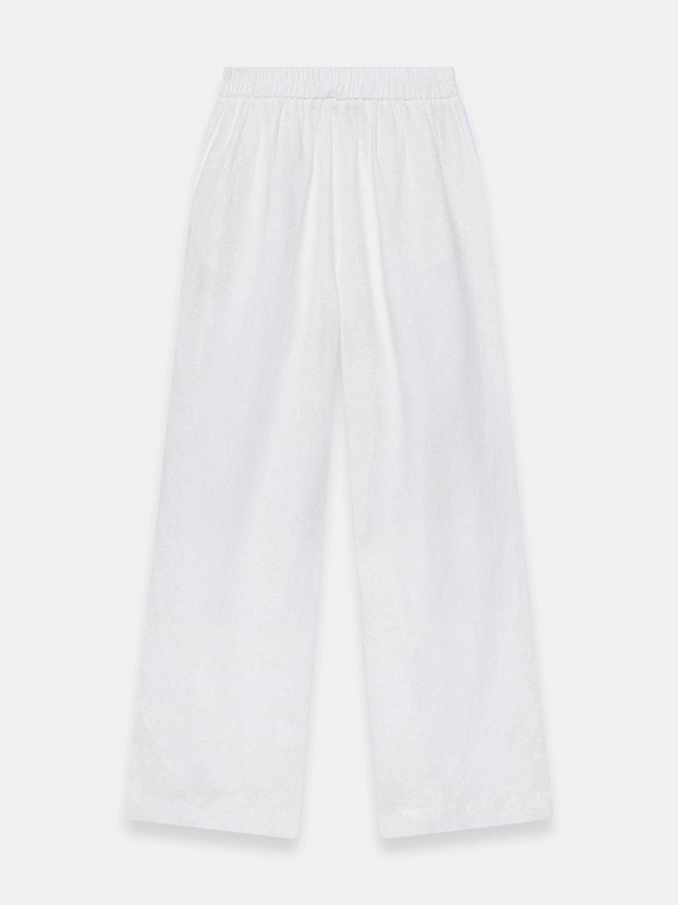  image of mint-velvet-linen-scallop-trouser-ivory