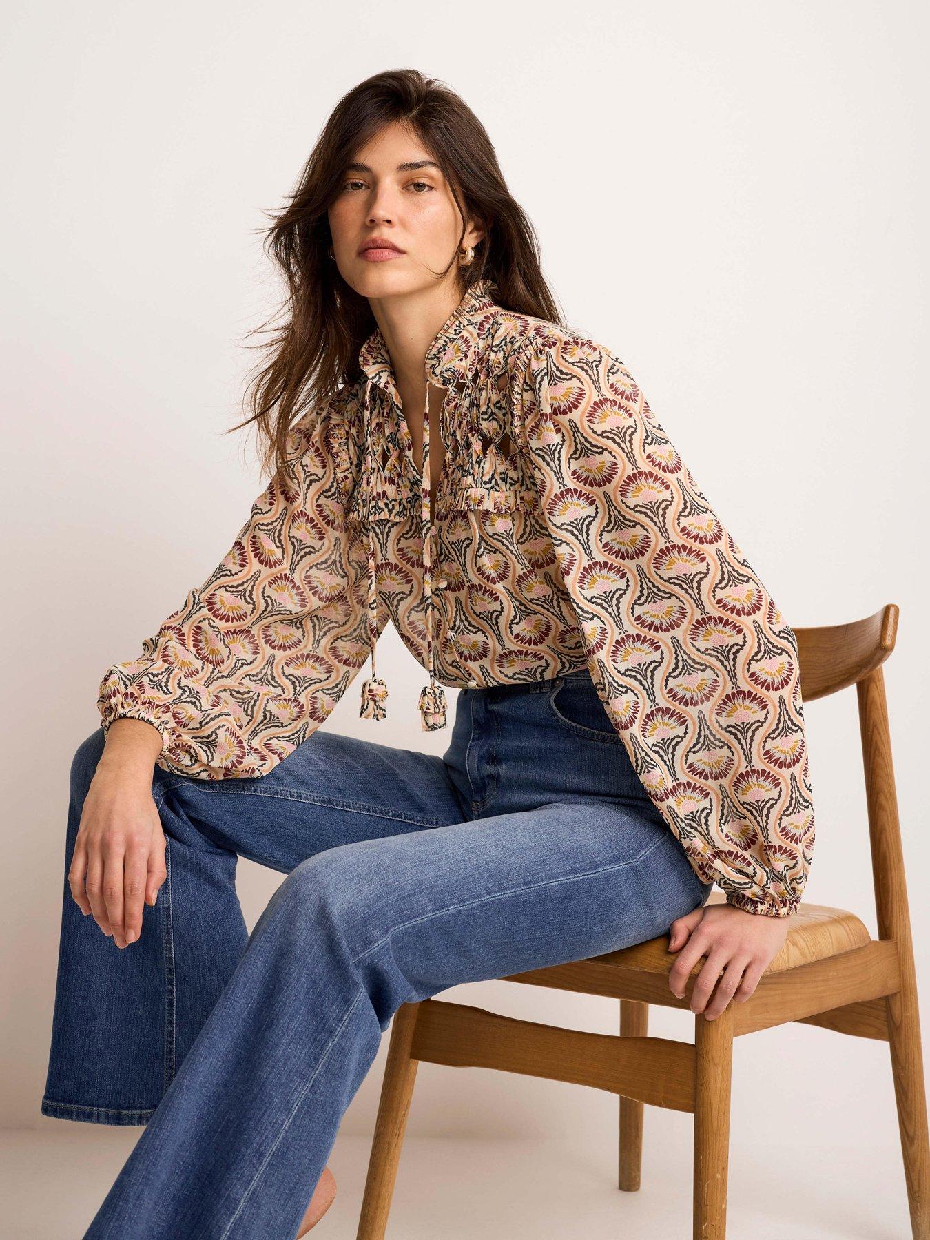 Mint Velvet Floral Print Blouse - Brown