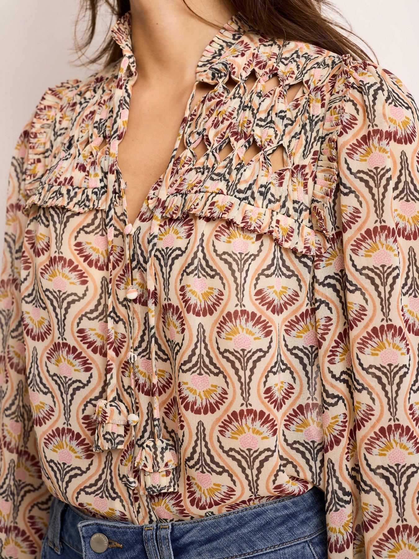 Image 4 of 6 of Mint Velvet Brown Floral Print Blouse