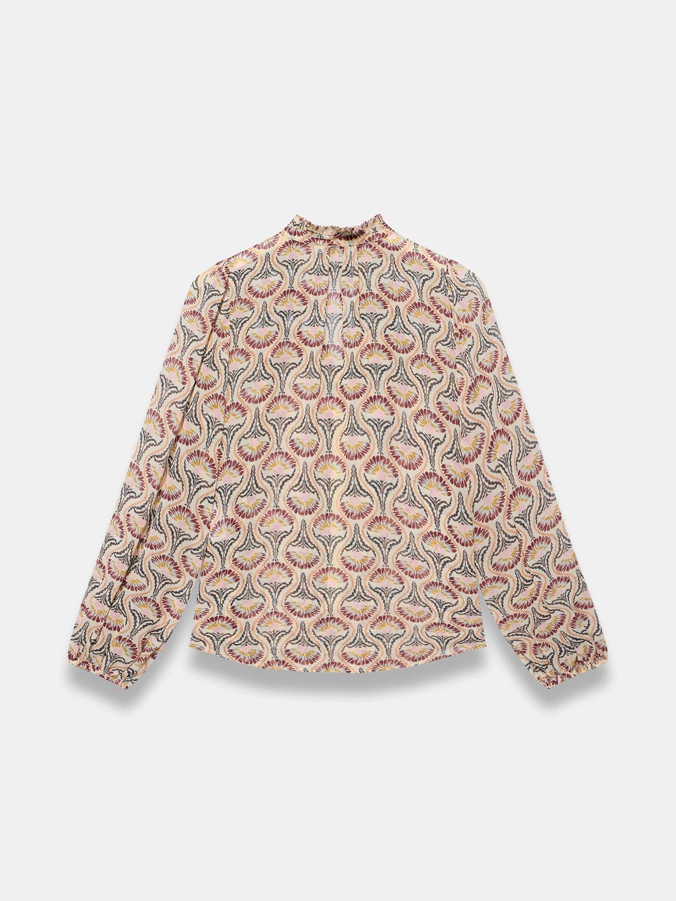 Image 6 of 6 of Mint Velvet Brown Floral Print Blouse