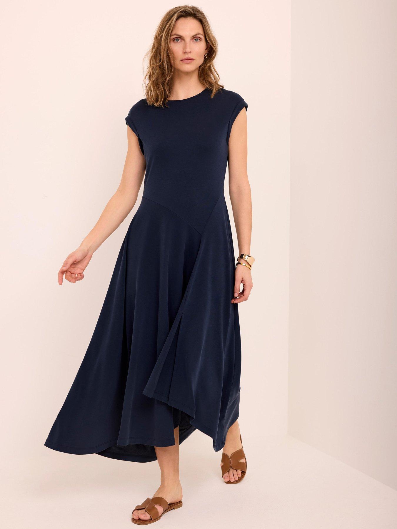 Mint Velvet Navy Asymmetric Jersey Dress