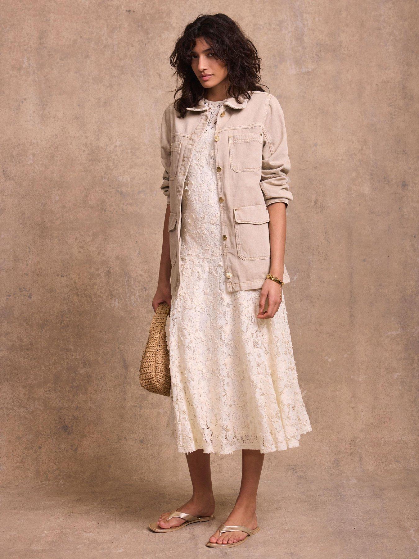 Image 4 of 6 of Mint Velvet Lace Midi Dress - Cream