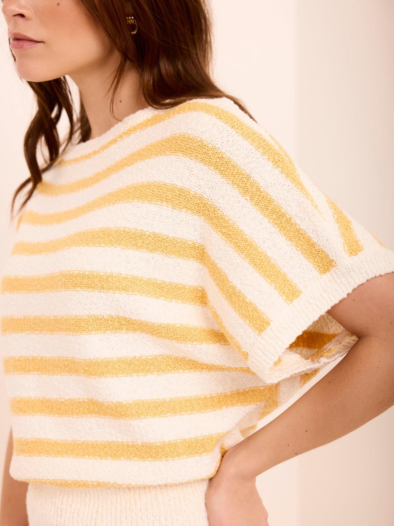 Image 4 of 6 of Mint Velvet Stripe Textured Top - Yellow