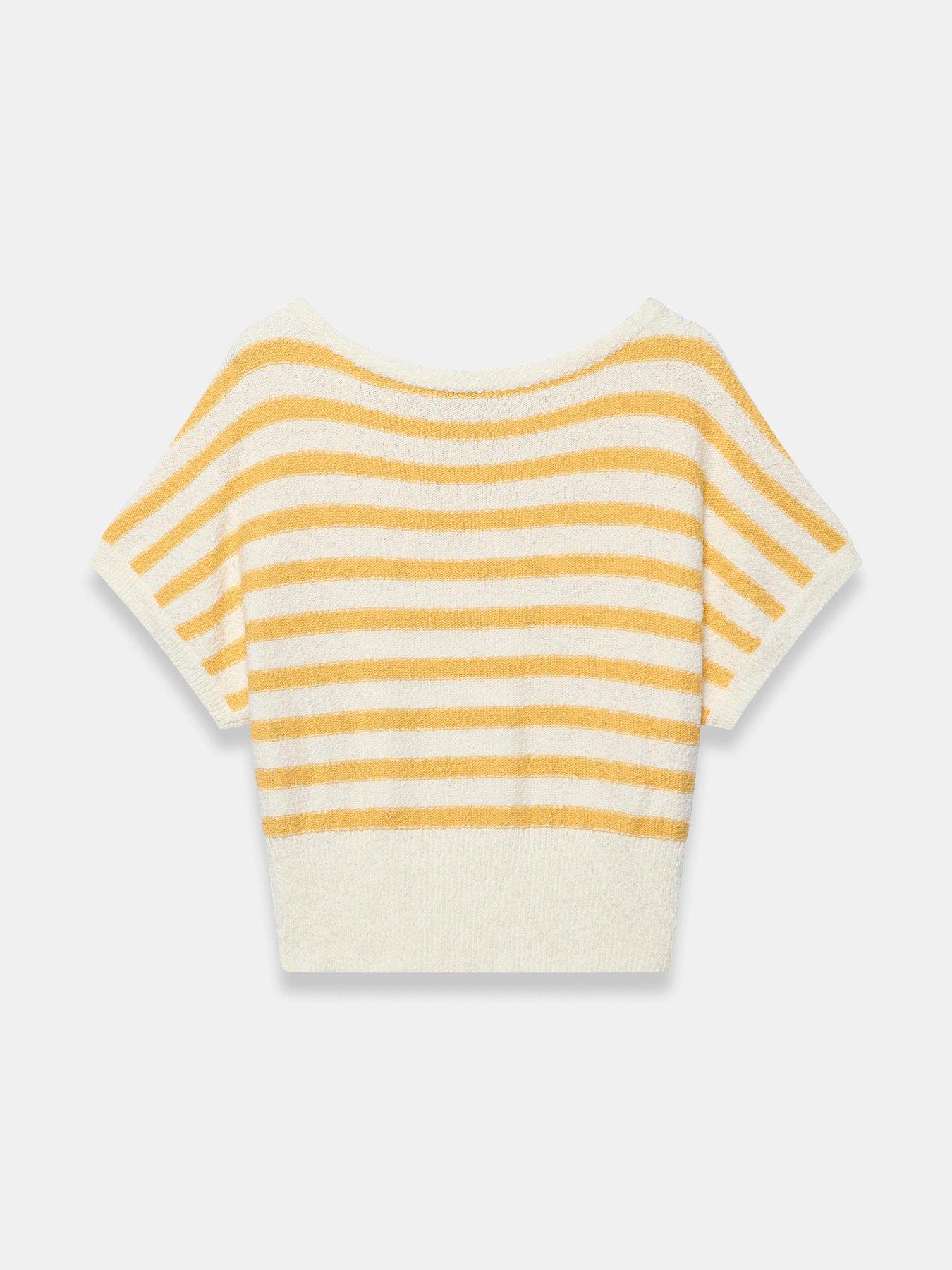 Image 5 of 6 of Mint Velvet Stripe Textured Top - Yellow