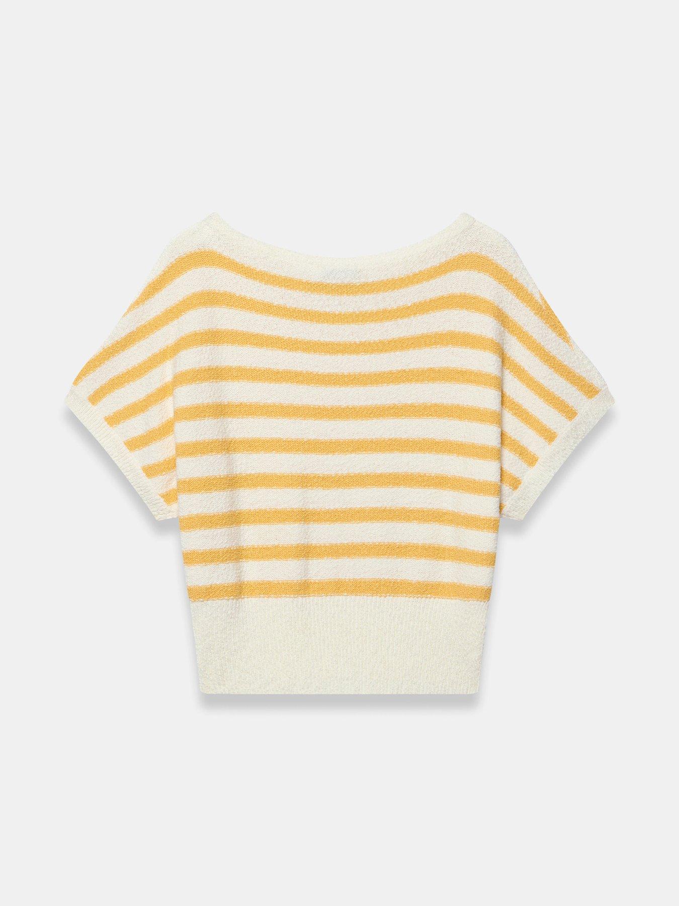 Image 6 of 6 of Mint Velvet Stripe Textured Top - Yellow