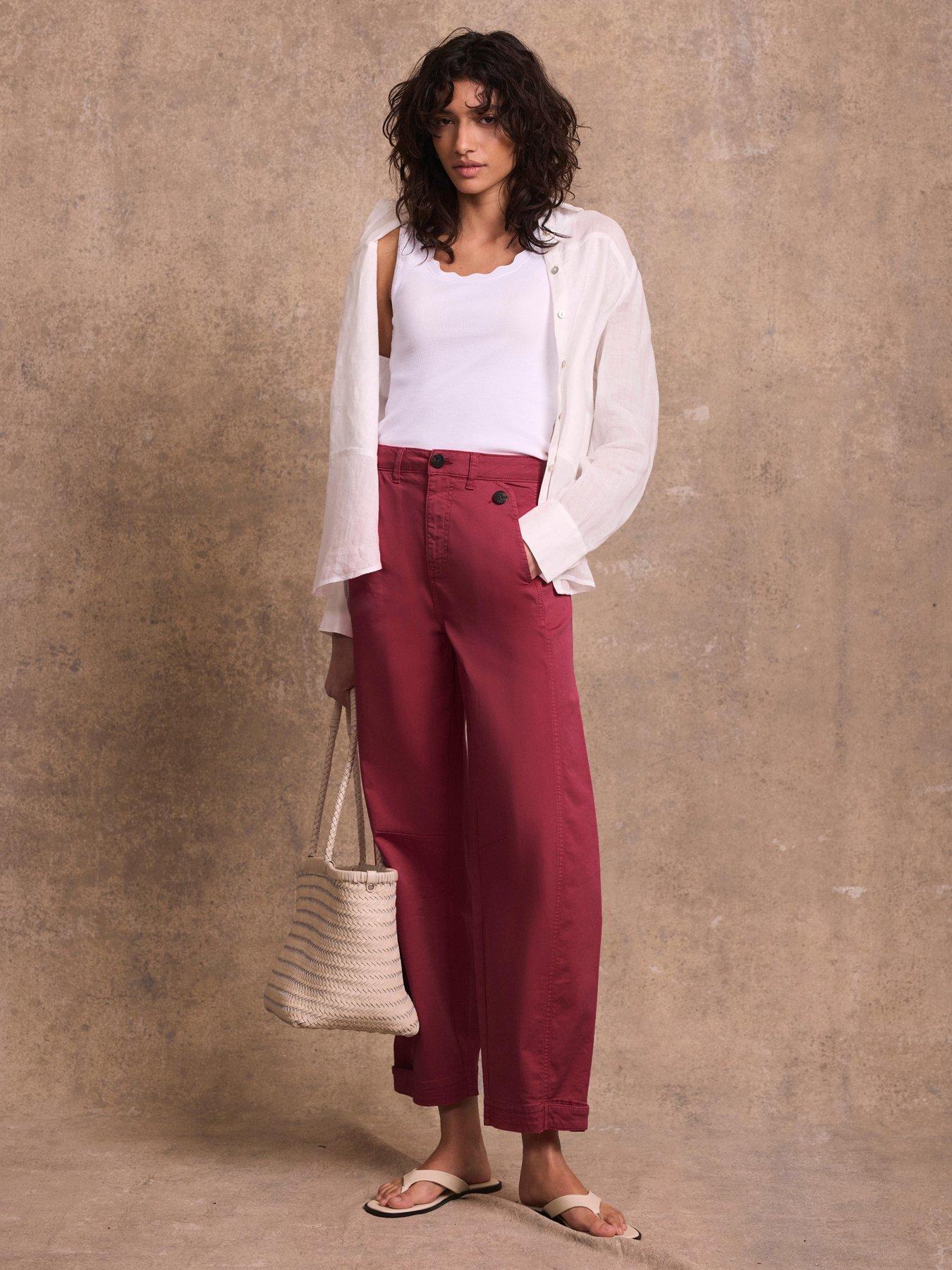 front image of mint-velvet-red-washed-barrel-chino