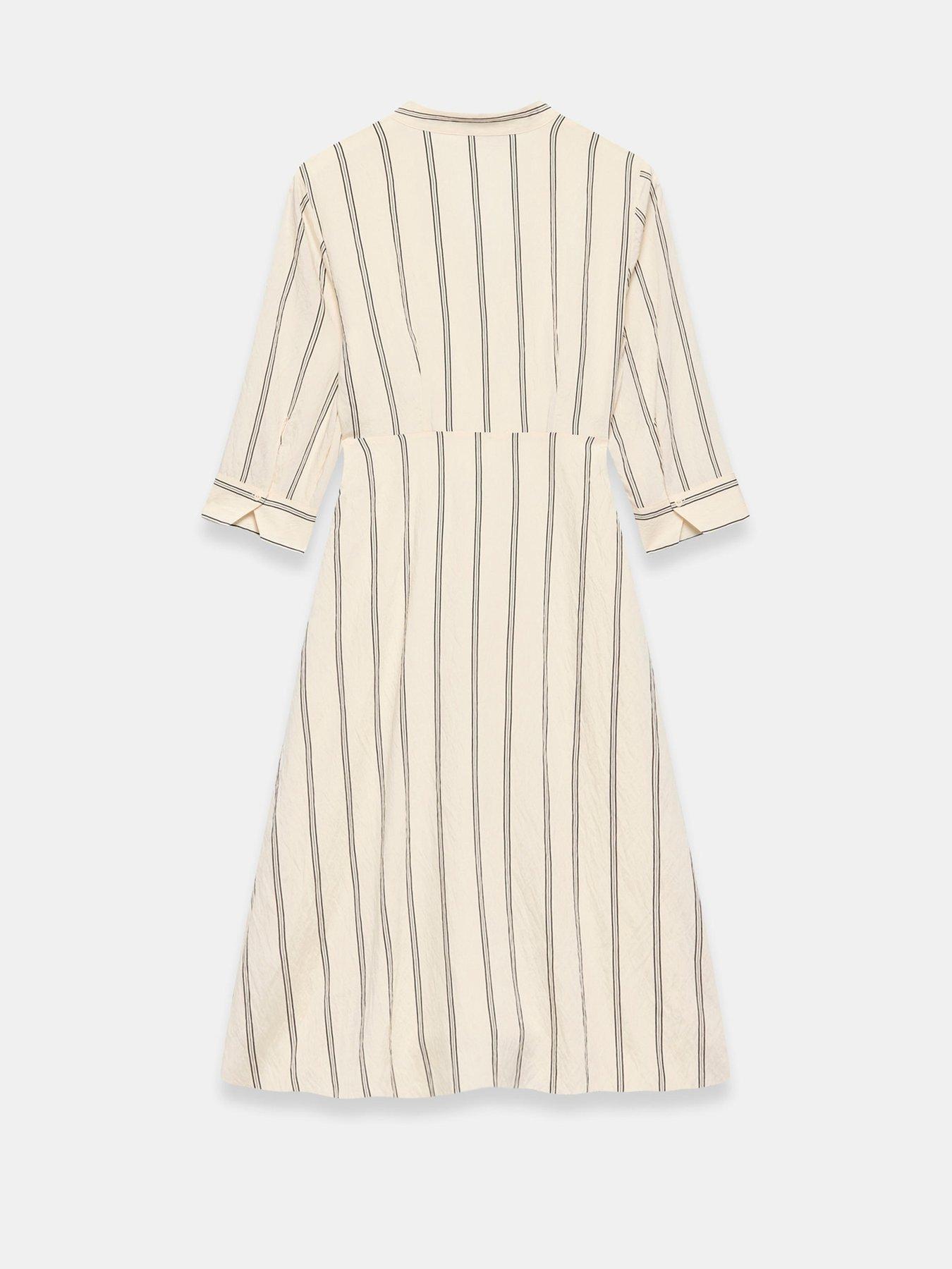 Image 6 of 6 of Mint Velvet Stripe Wrap Midi Dress - Cream