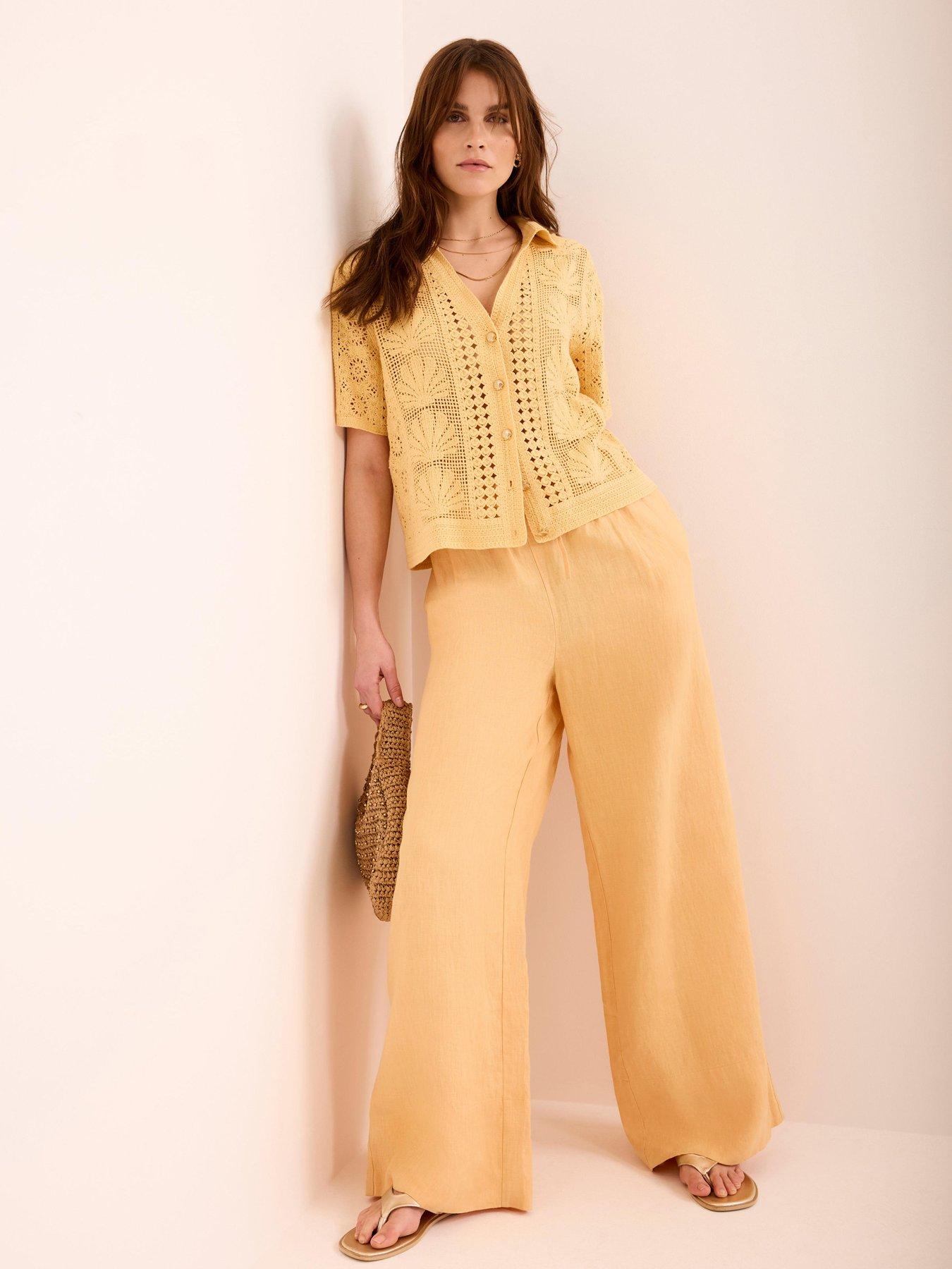Image 4 of 6 of Mint Velvet Shell Crochet Shirt - Yellow