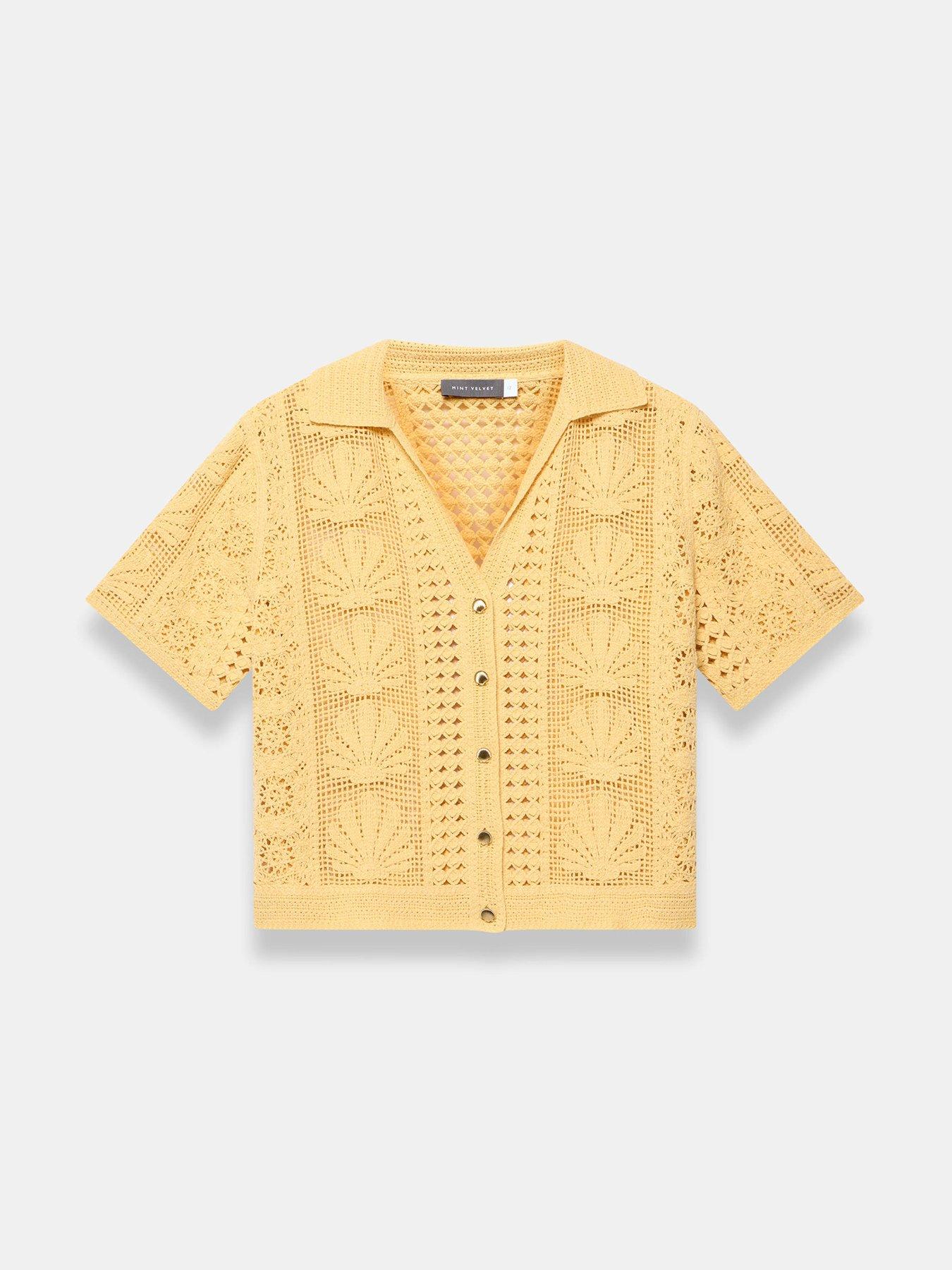 Image 5 of 6 of Mint Velvet Shell Crochet Shirt - Yellow