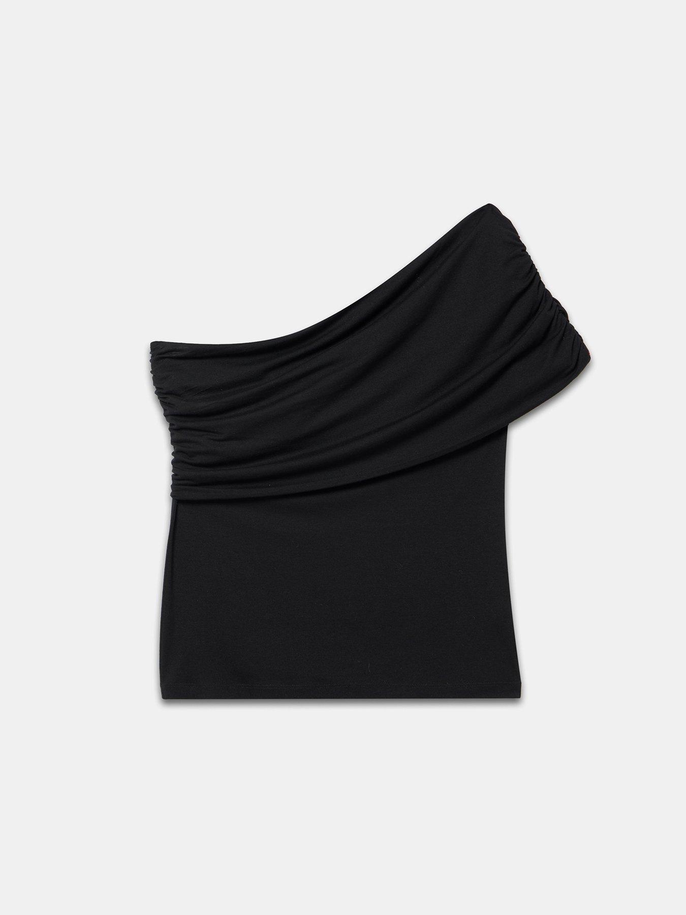 Image 5 of 6 of Mint Velvet One Shoulder Top - Black