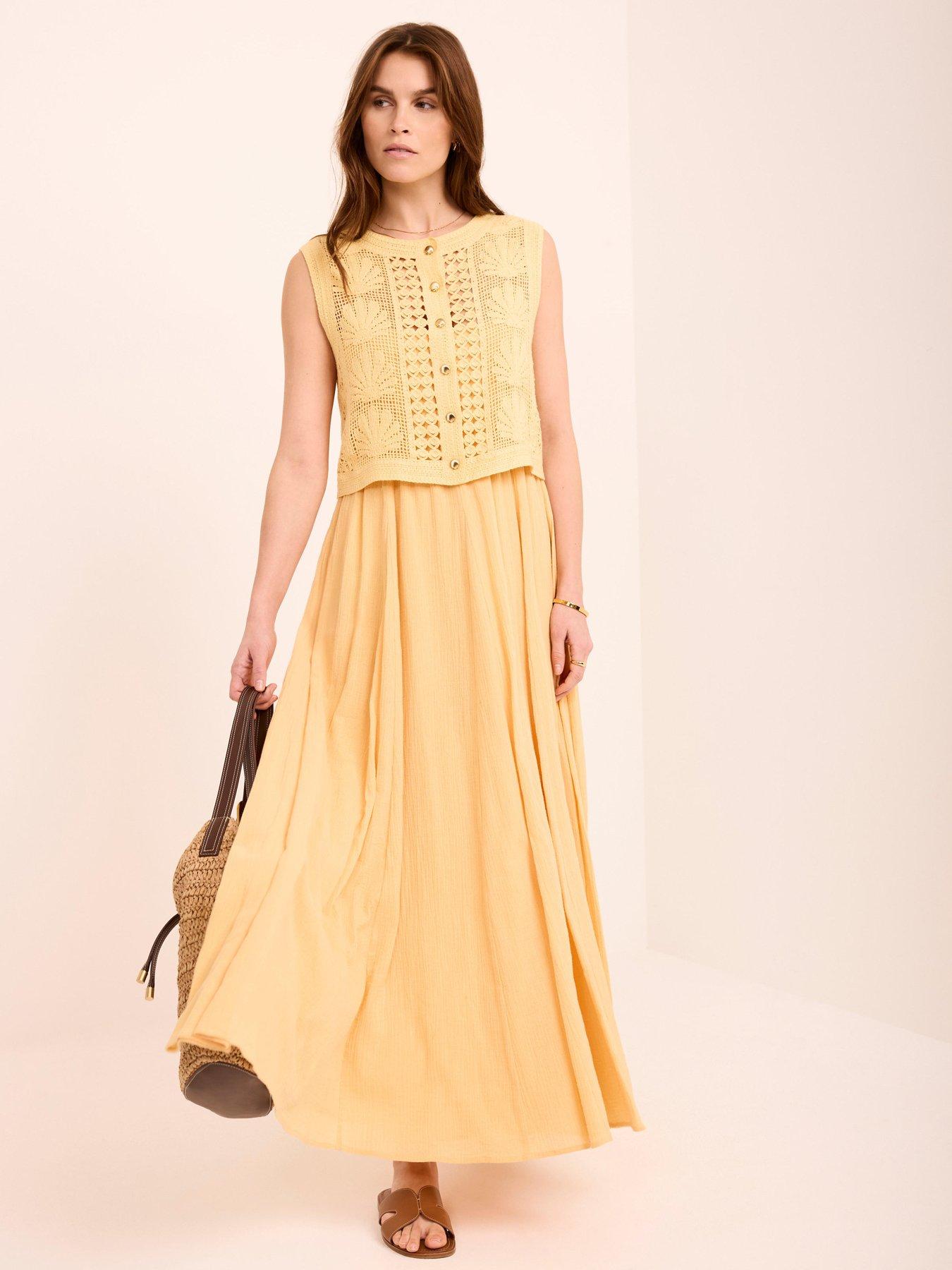 Mint Velvet Yellow Shell Crochet Dress
