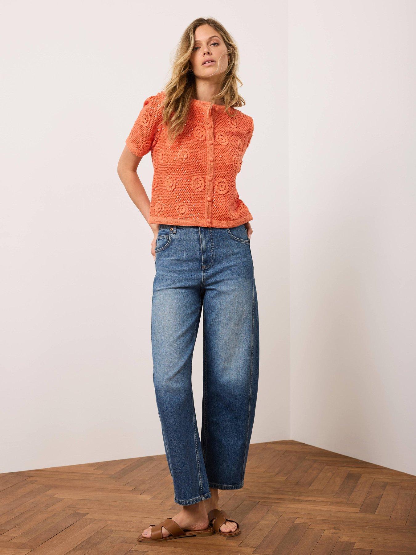 Image 3 of 6 of Mint Velvet Orange Sequin Flower Top