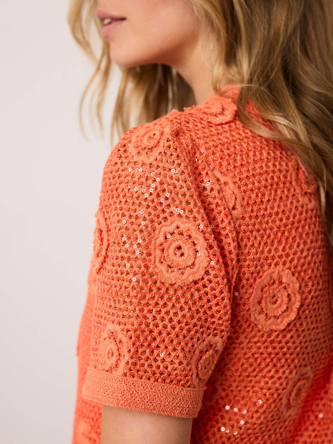 Image 4 of 6 of Mint Velvet Orange Sequin Flower Top