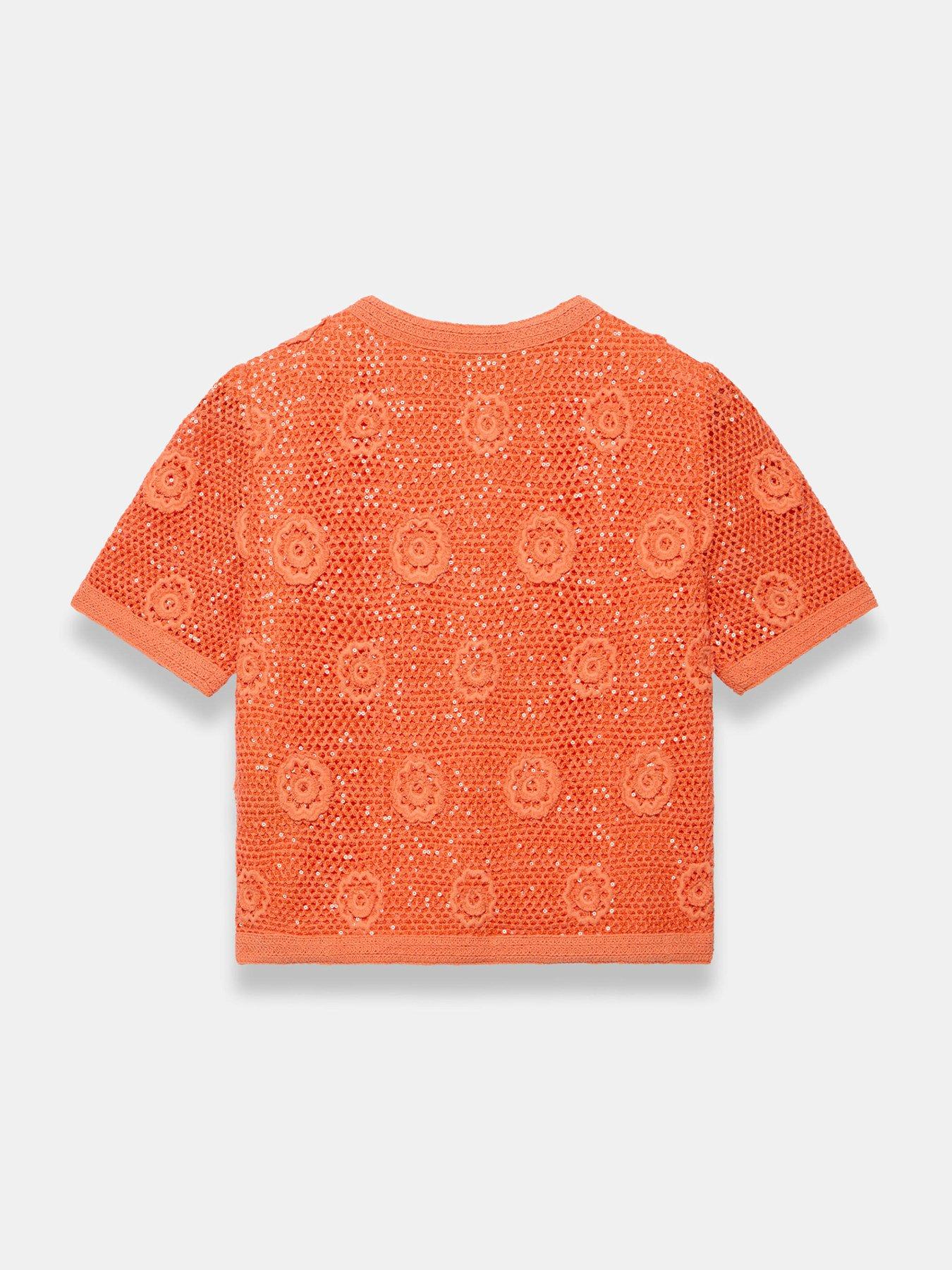 Image 6 of 6 of Mint Velvet Orange Sequin Flower Top