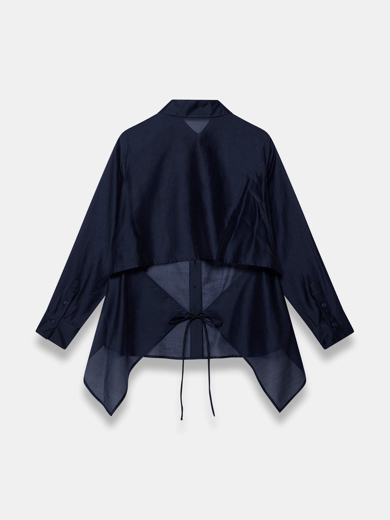 Image 6 of 6 of Mint Velvet Navy Longline Tie Back Shirt - Blue