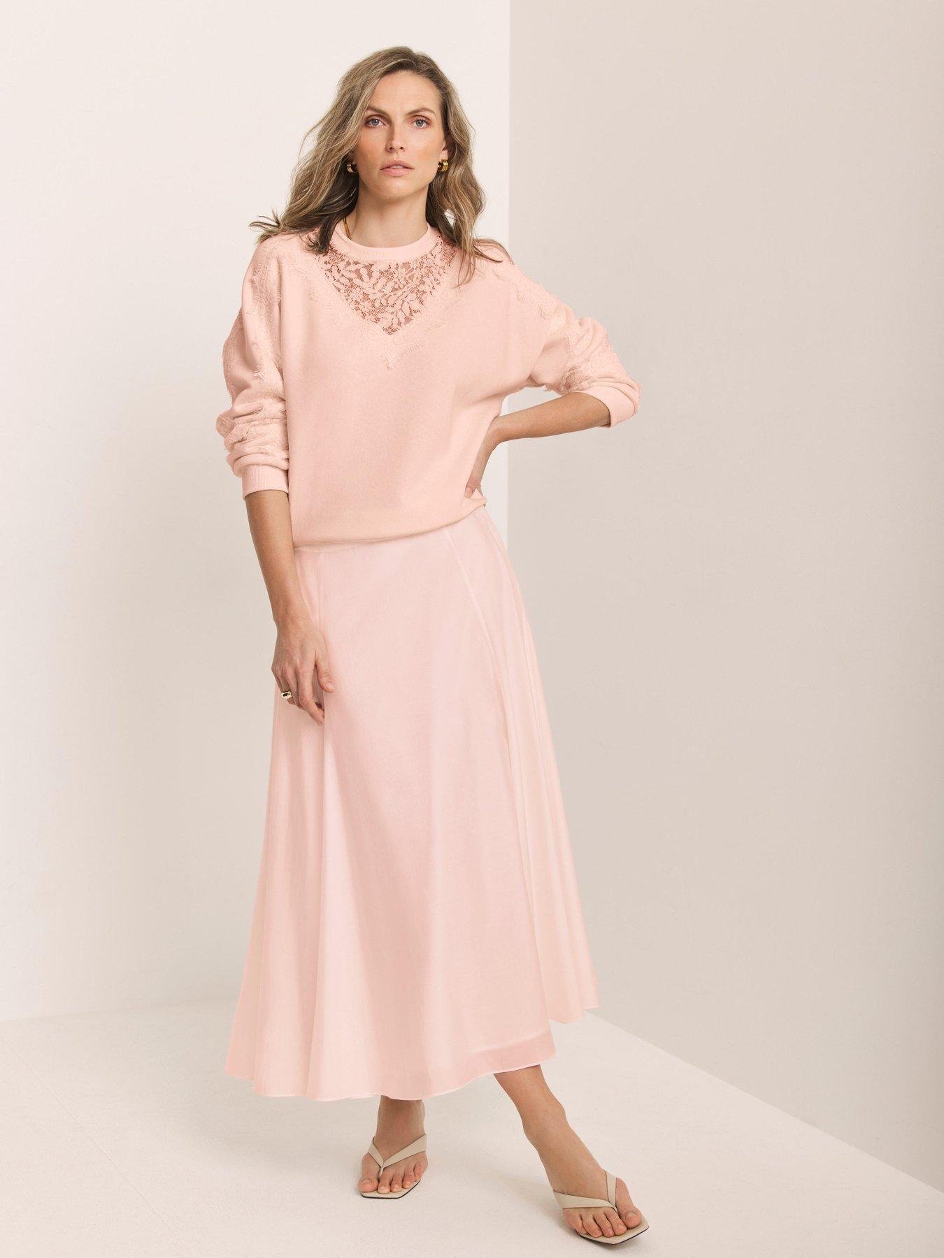 Image 1 of 6 of Mint Velvet Light Pink Aline Skirt