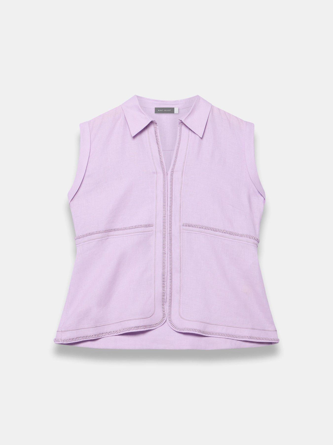 Image 5 of 6 of Mint Velvet Lilac Linen Trim Resort Shirt - Purple