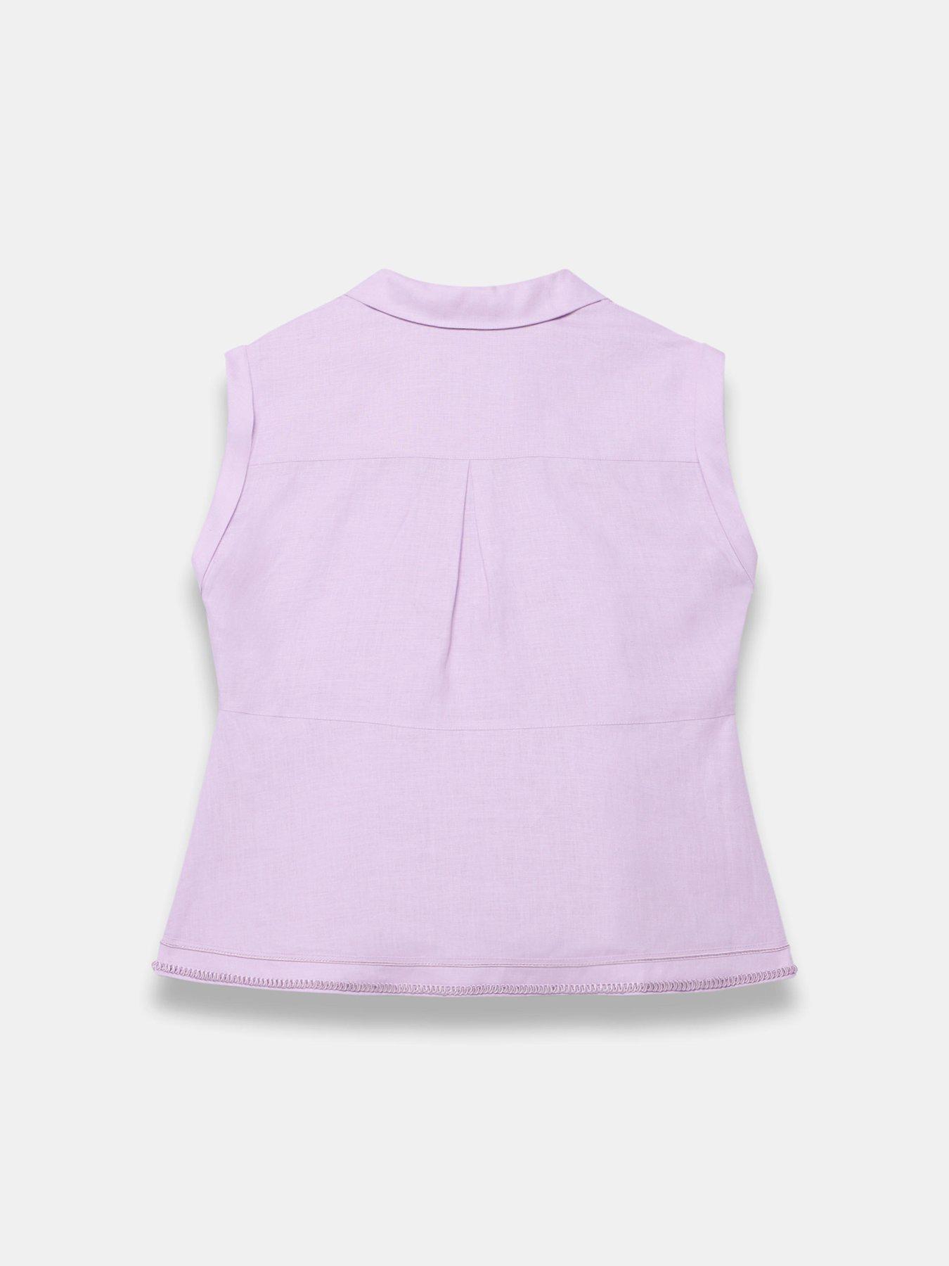 Image 6 of 6 of Mint Velvet Lilac Linen Trim Resort Shirt - Purple