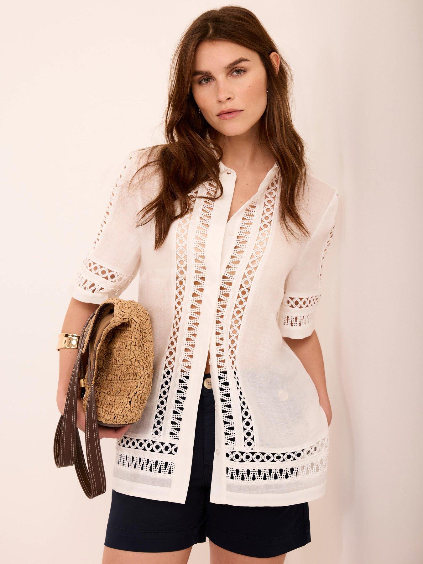 Mint Velvet Ivory Ramie Trim Resort Shirt