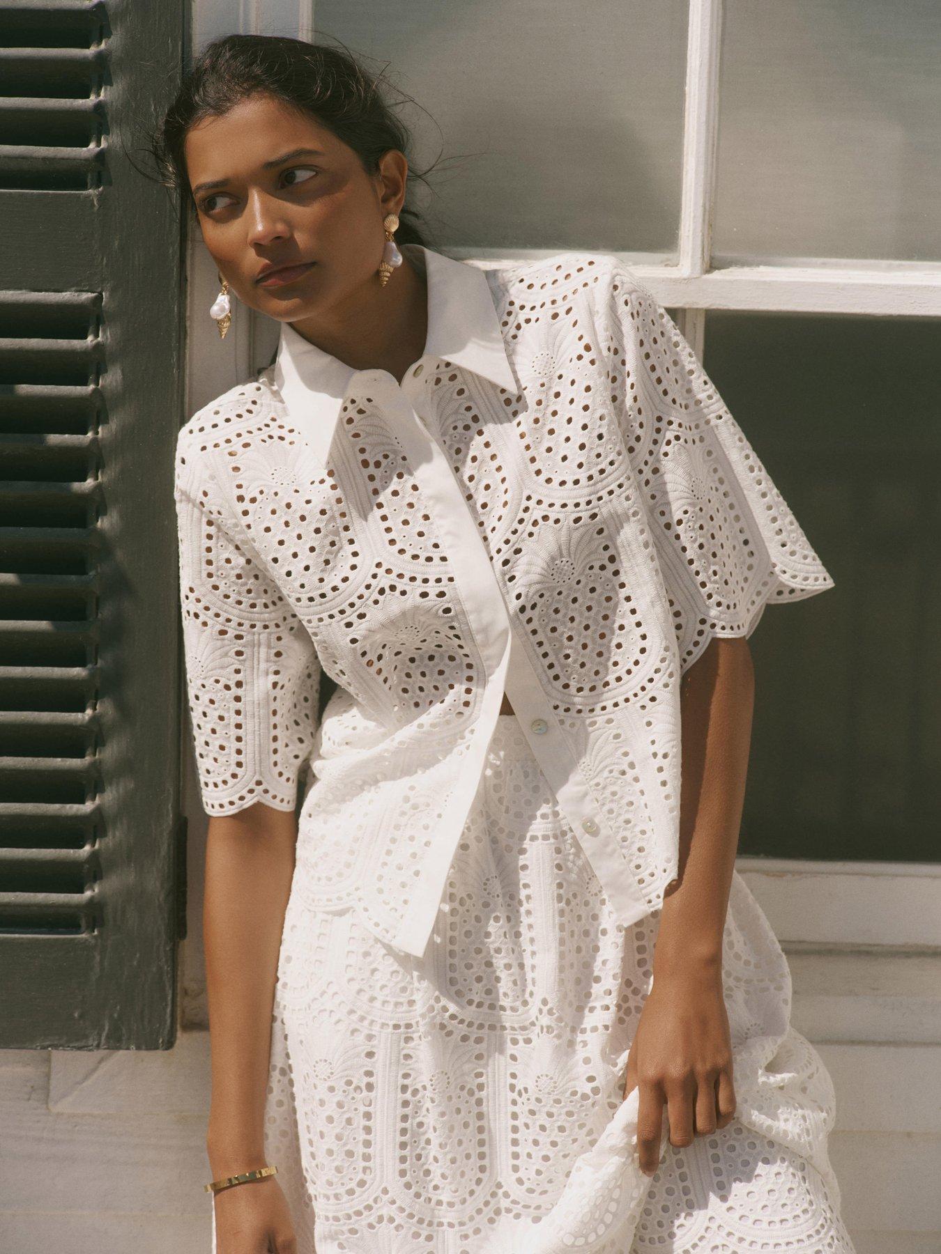 Mint Velvet Ivory Broderie Shirt