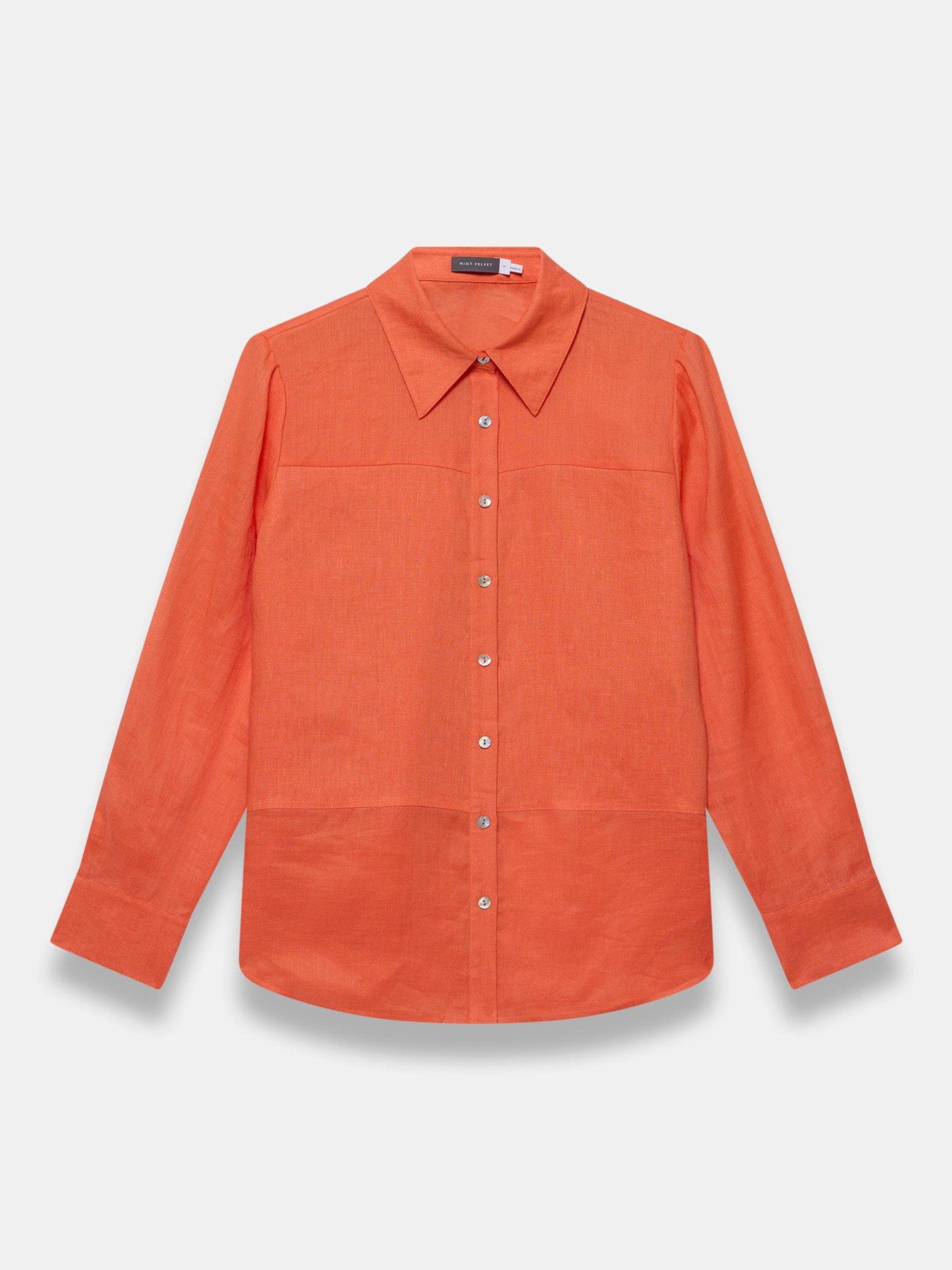  image of mint-velvet-linen-mix-shirt-orange