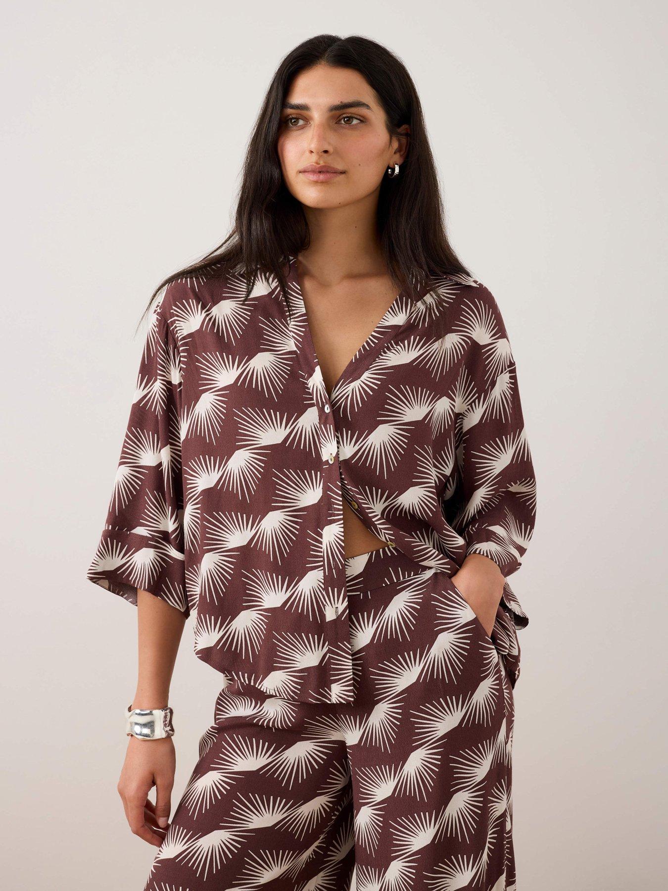 Mint Velvet Burgundy Graphic Print Shirt - Red