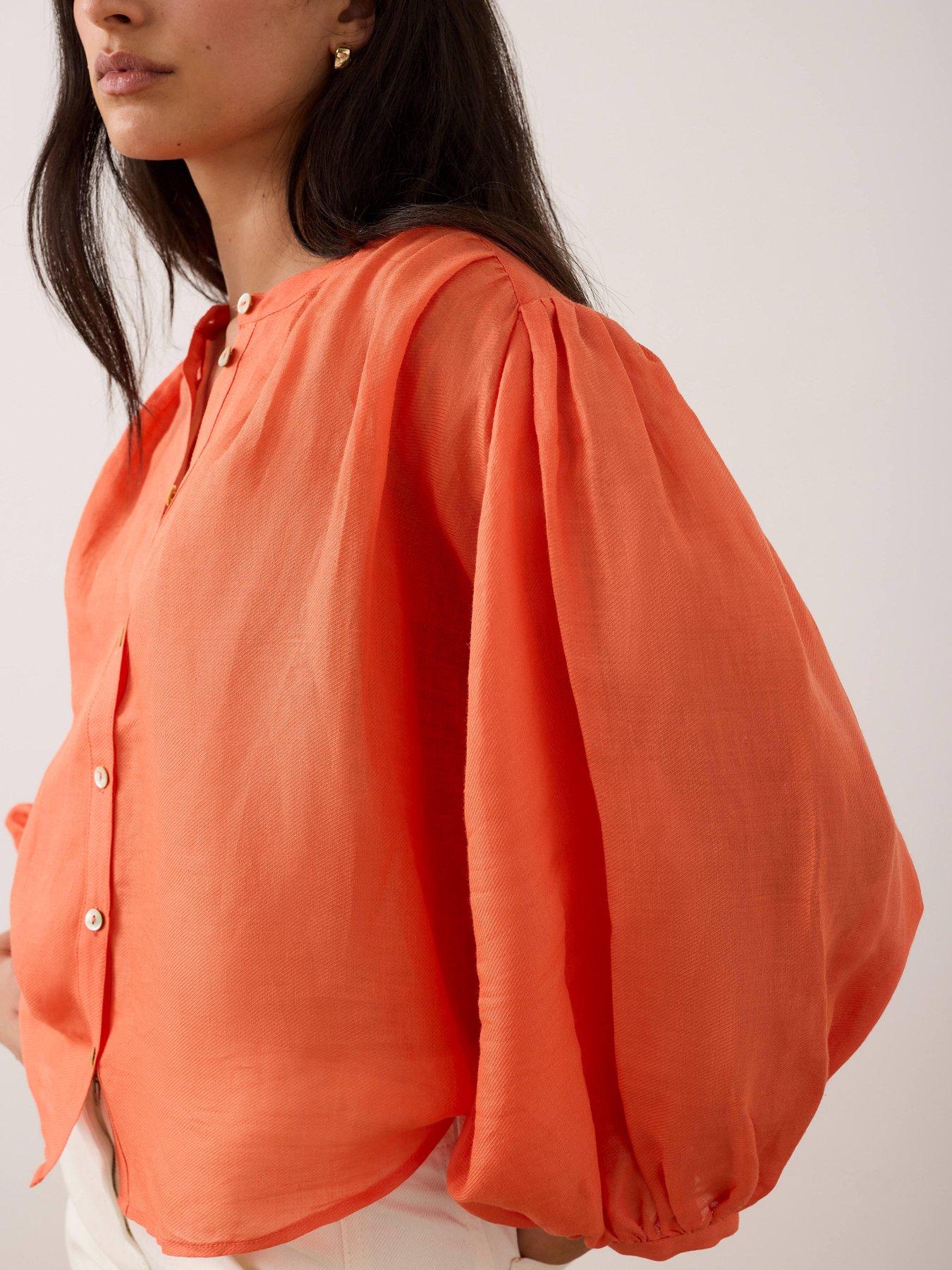  image of mint-velvet-orange-ramie-batwing-blouse