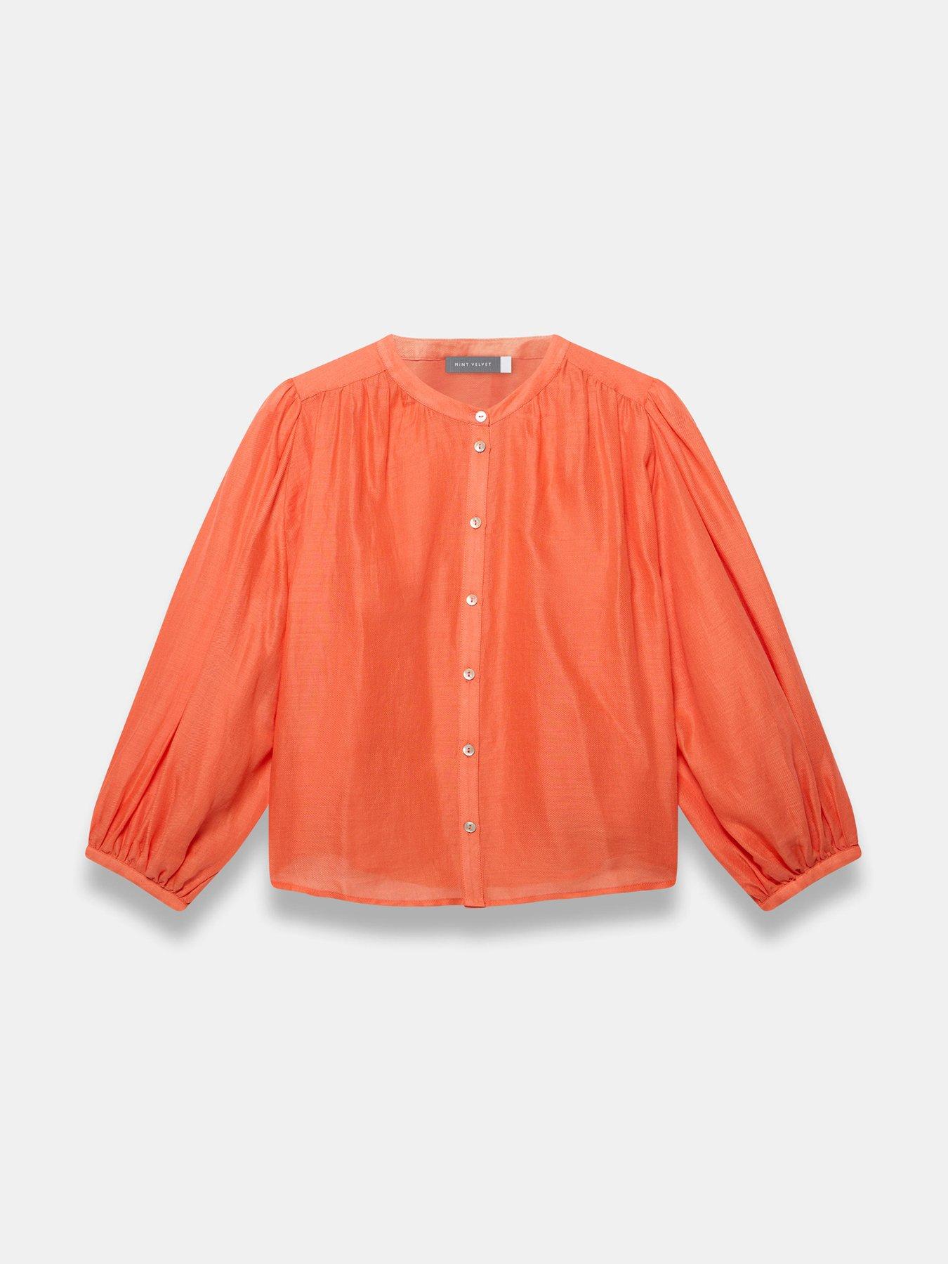  image of mint-velvet-orange-ramie-batwing-blouse