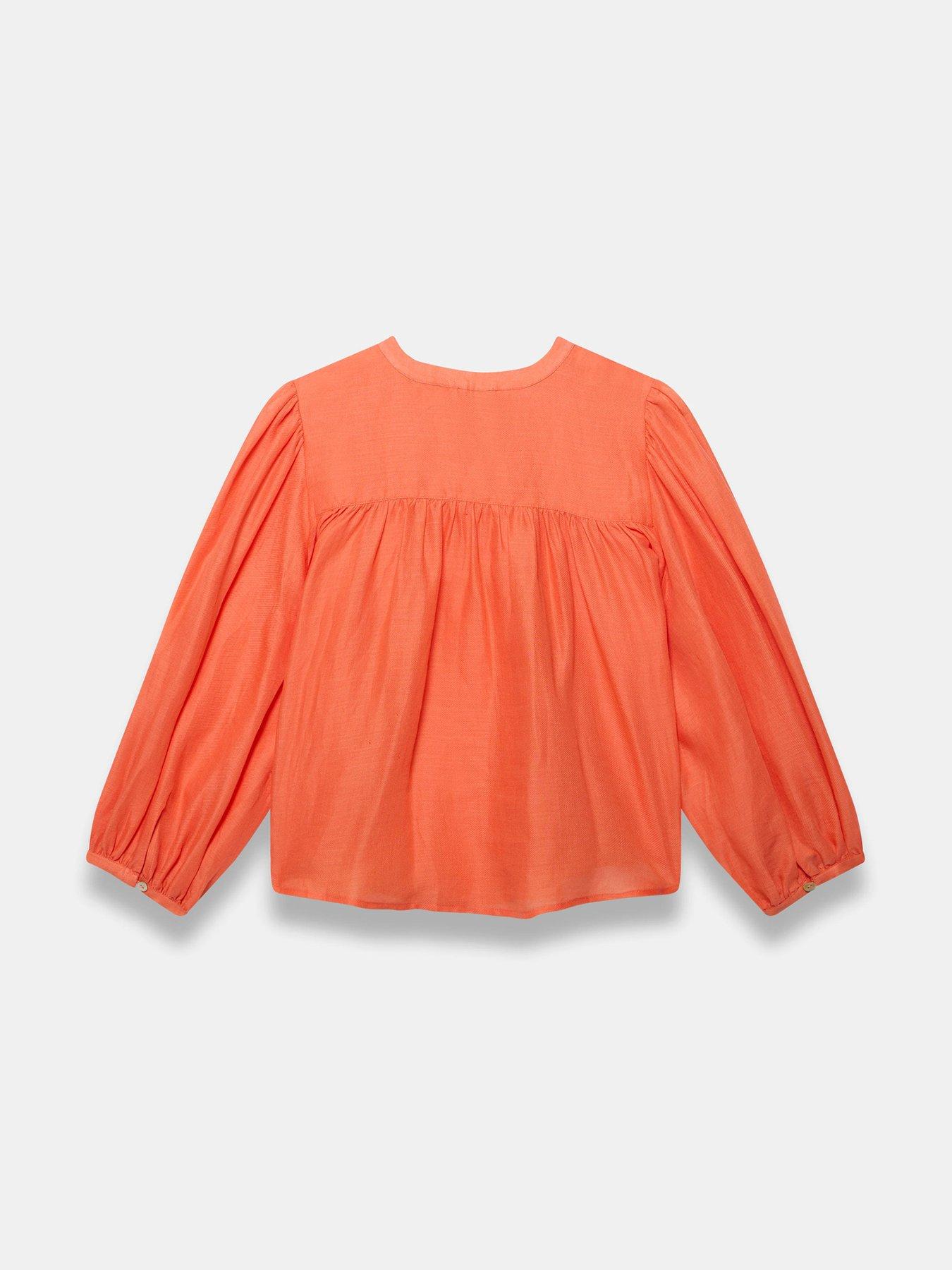  image of mint-velvet-orange-ramie-batwing-blouse