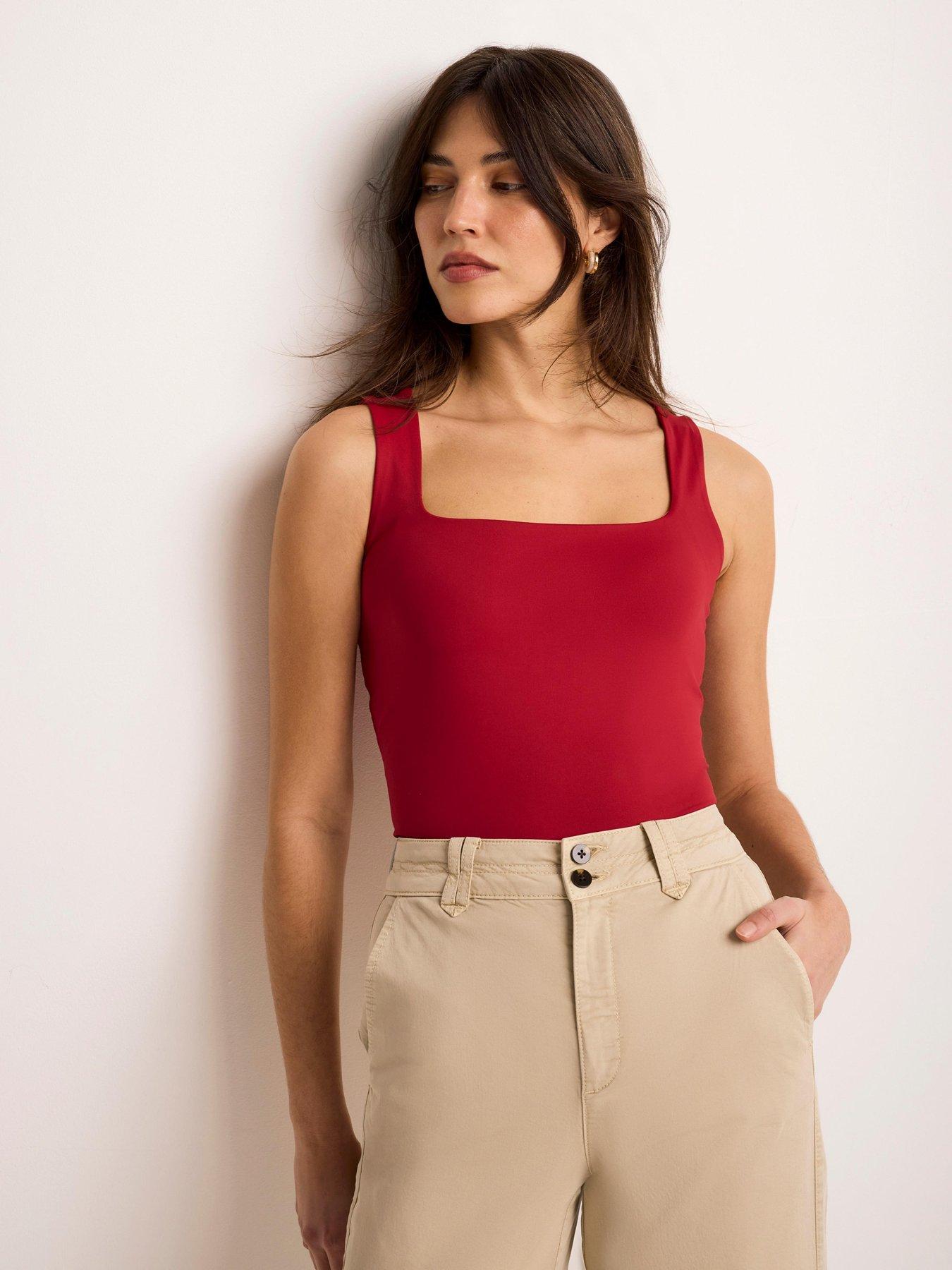 Mint Velvet Scoop Layering Vest - Red