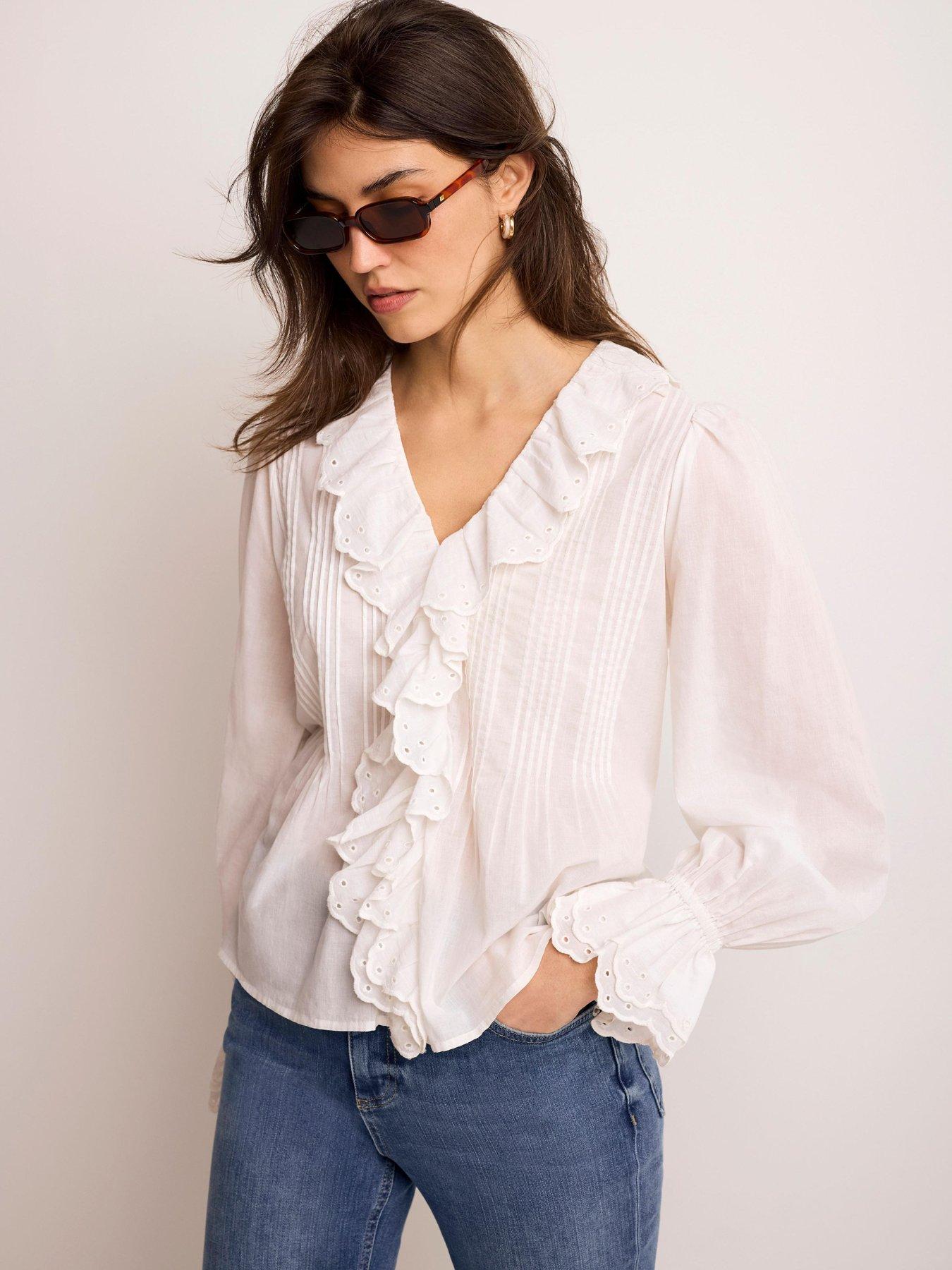 Image 2 of 6 of Mint Velvet Ivory Ruffle Front Blouse