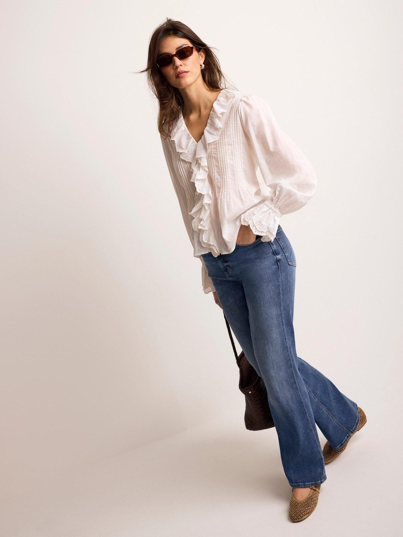 Image 3 of 6 of Mint Velvet Ivory Ruffle Front Blouse