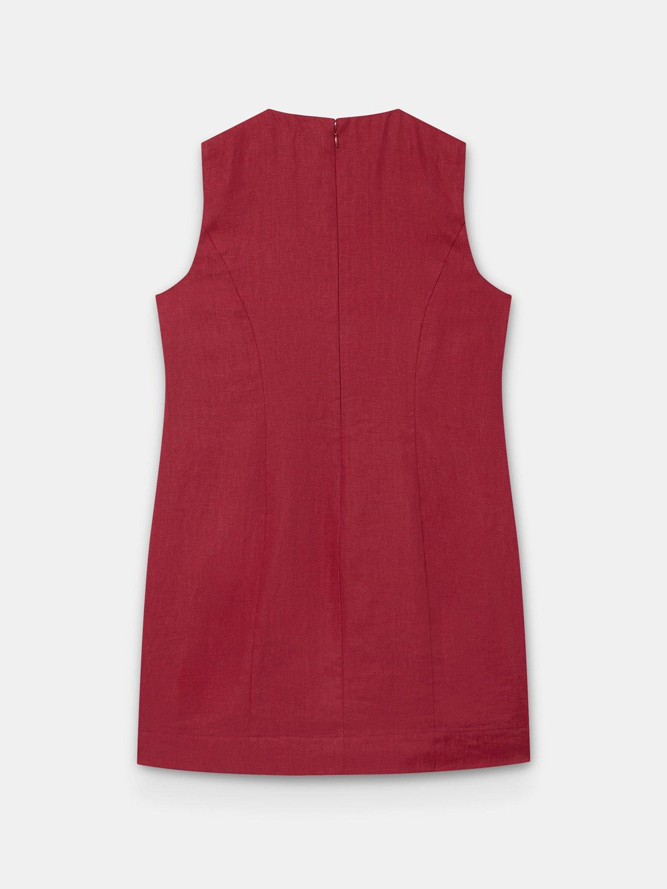  image of mint-velvet-sunray-button-linen-mini-dress