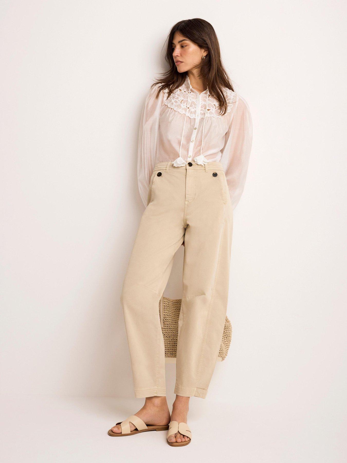 Mint Velvet Neutral Washed Barrel Chino - Cream