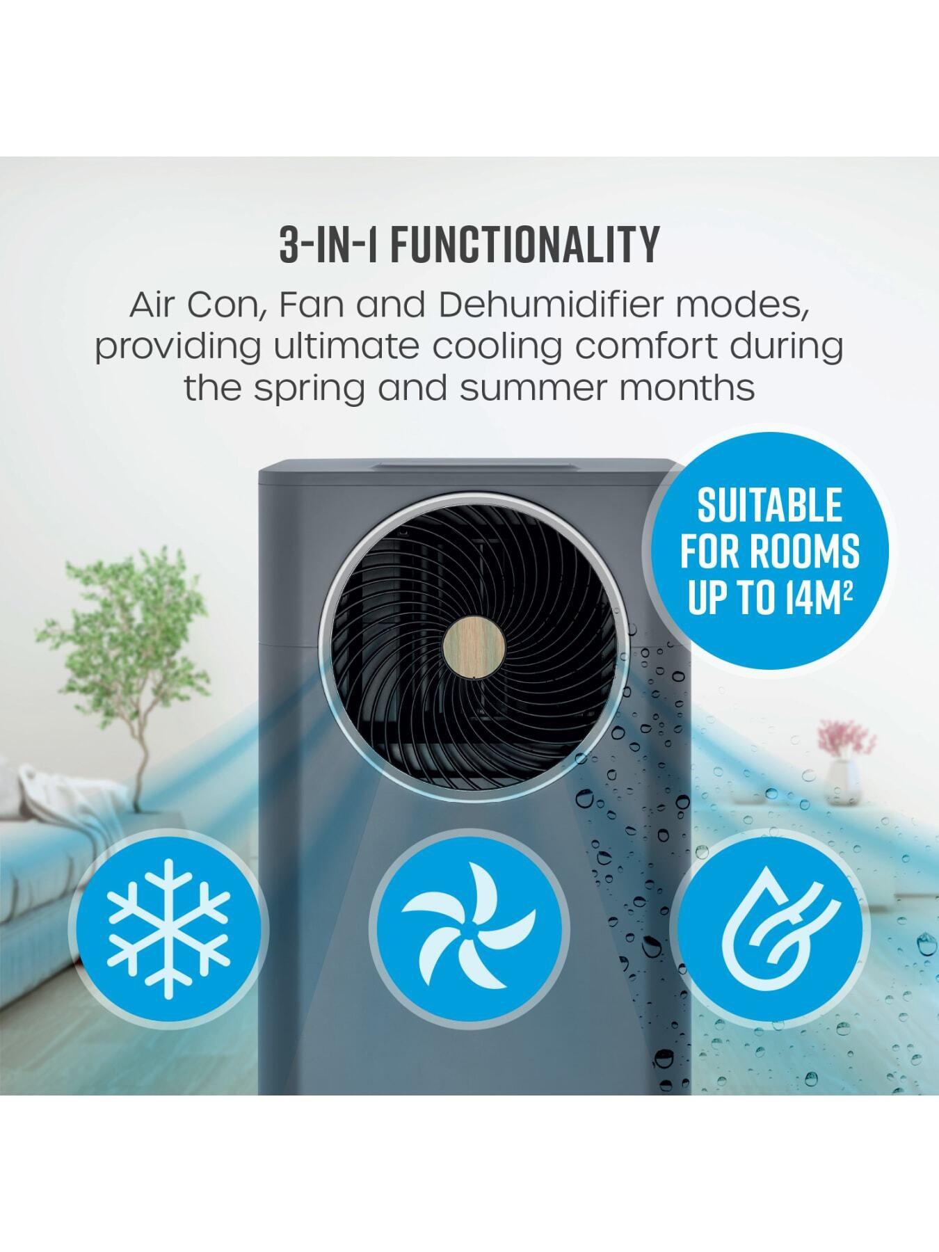 Image 2 of 6 of Swan Nordic 5,000 BTU 3-in-1 Air Conditioning Unit, 8L Dehumidifier &amp; 3 Fan Modes, Grey